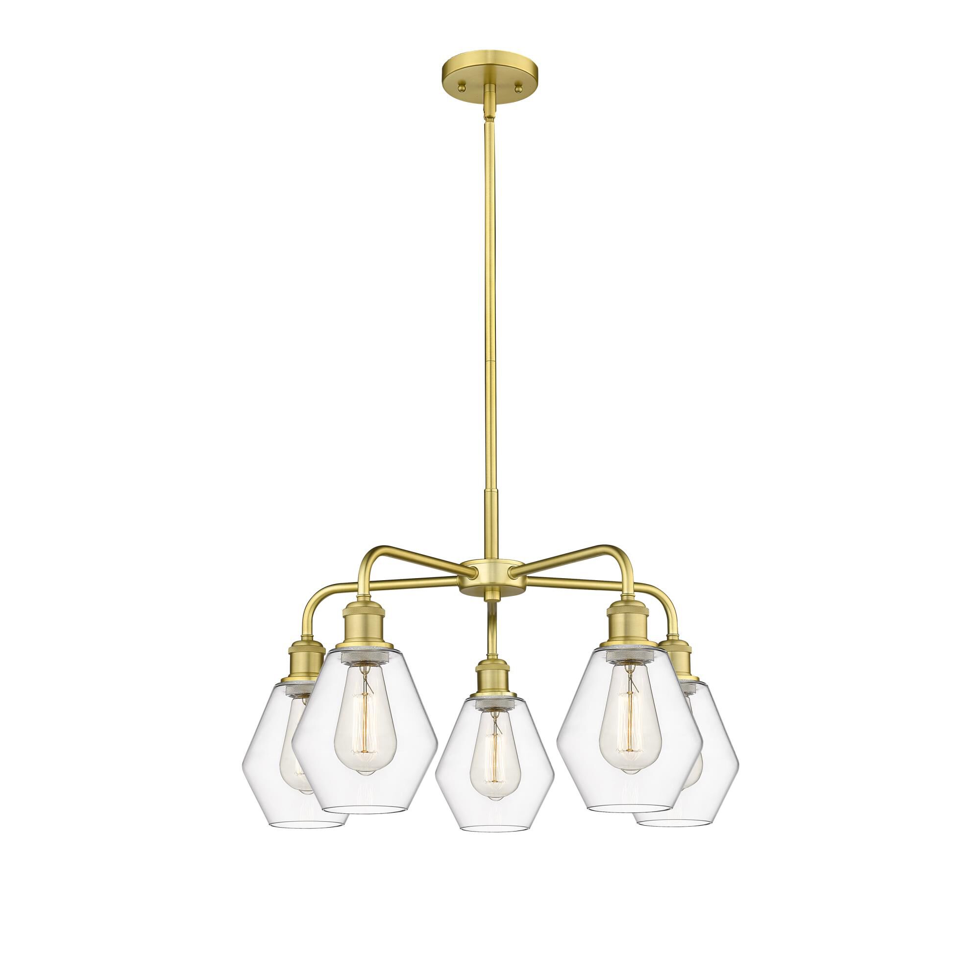 Shown in Satin Gold finish and Clear glass