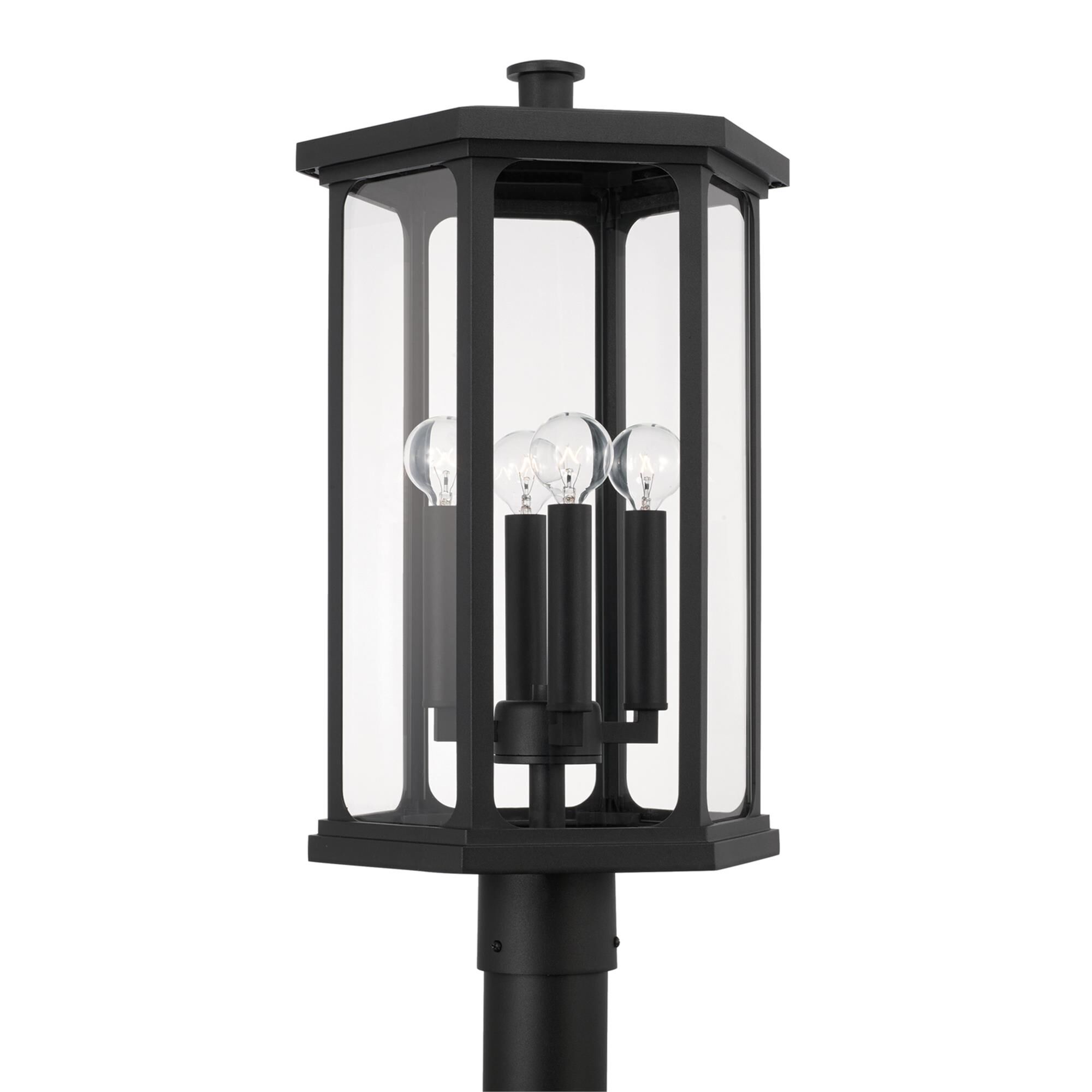 Shown in Black finish and Clear glass