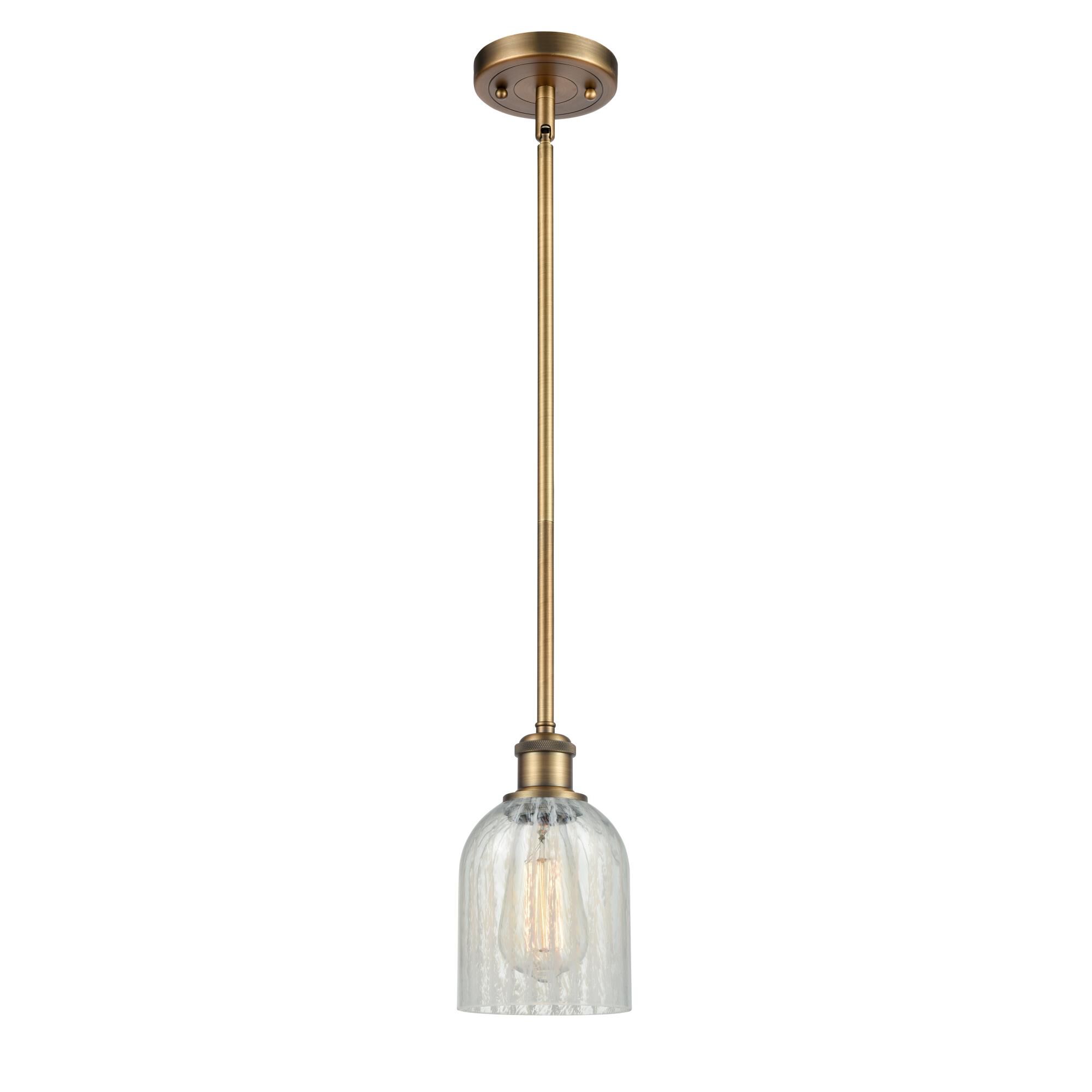 Shown in Brushed Brass finish and Bell glass and Glass shade