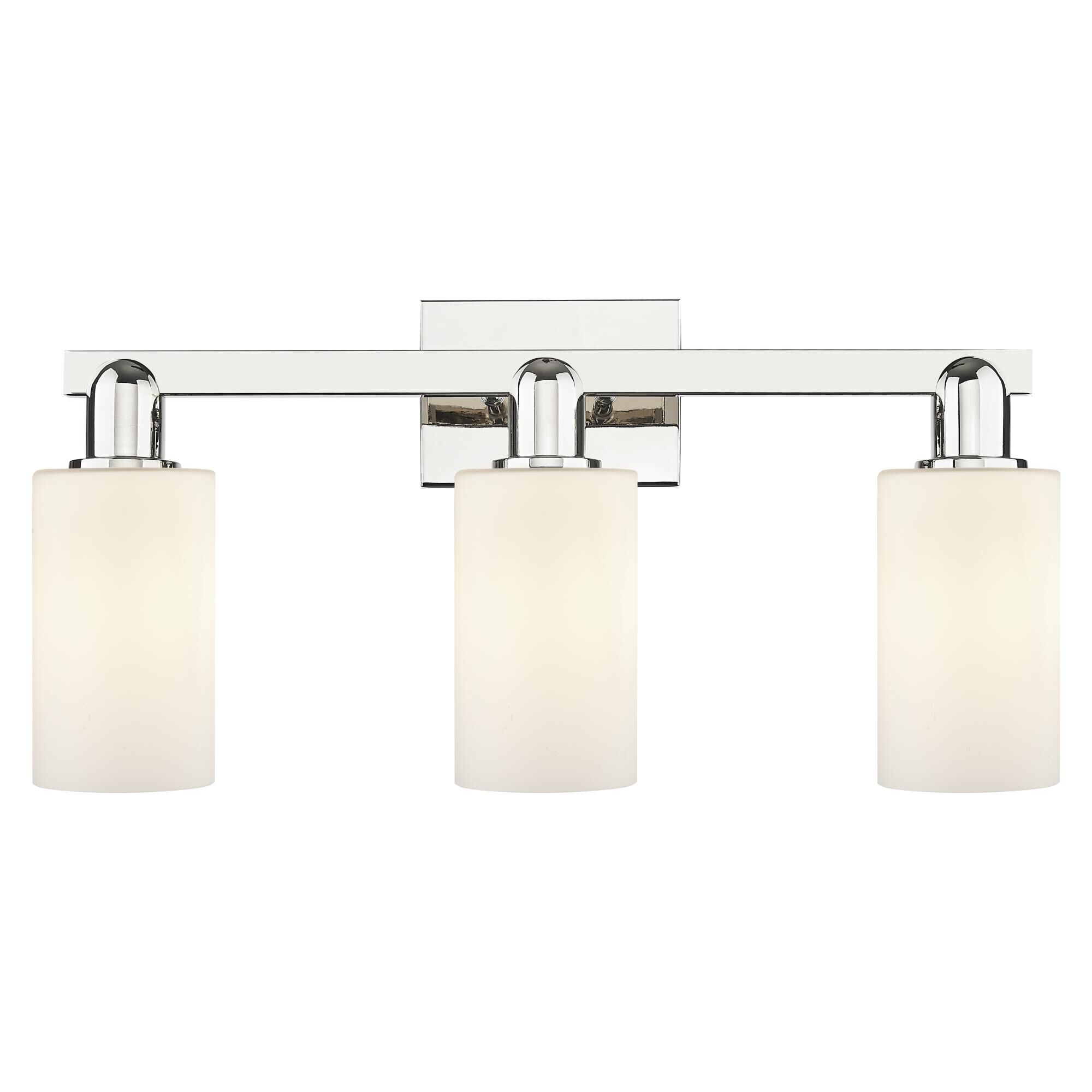 Shown in Polished Nickel finish and Matte White glass