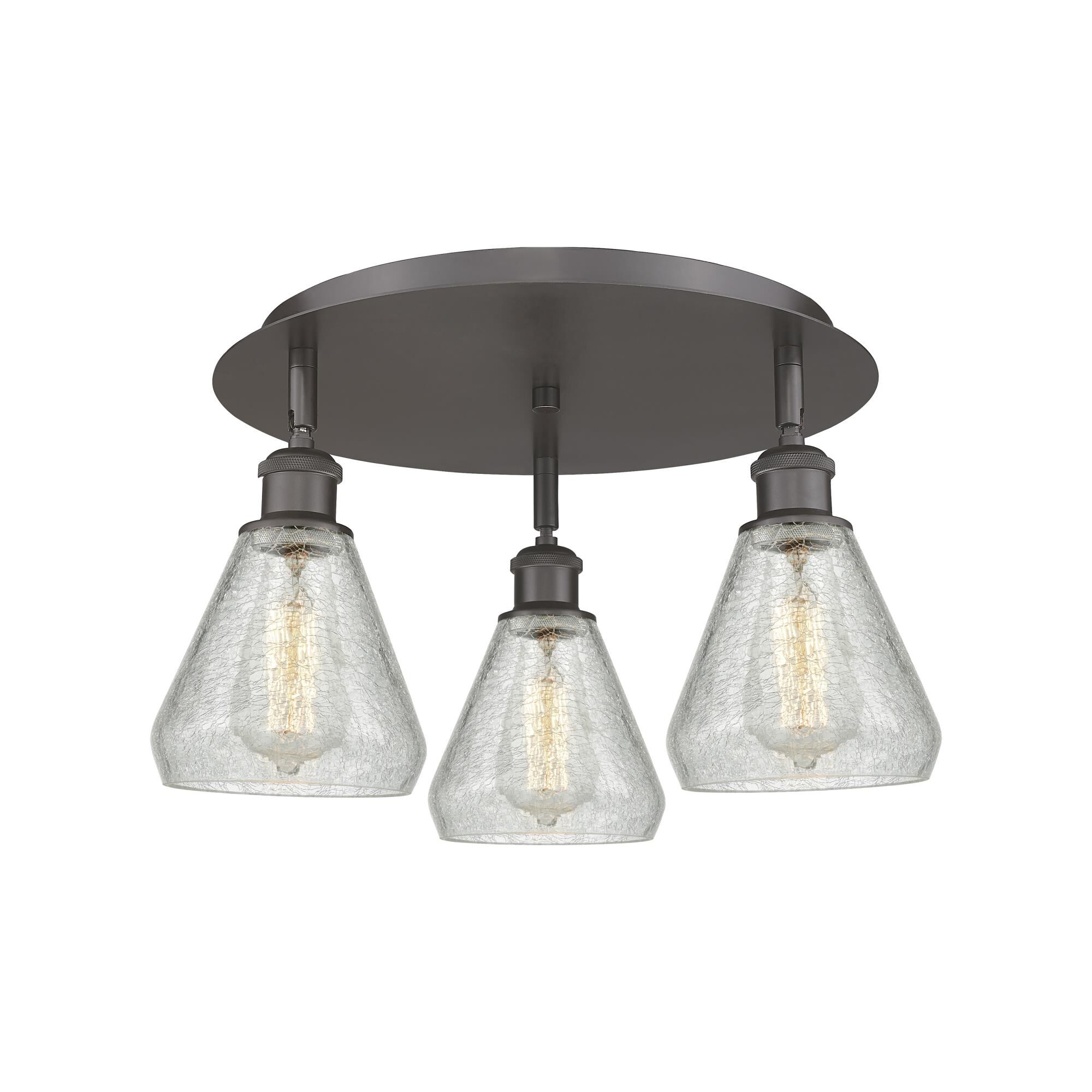 Shown in Oil Rubbed Bronze finish and Clear Crackle glass