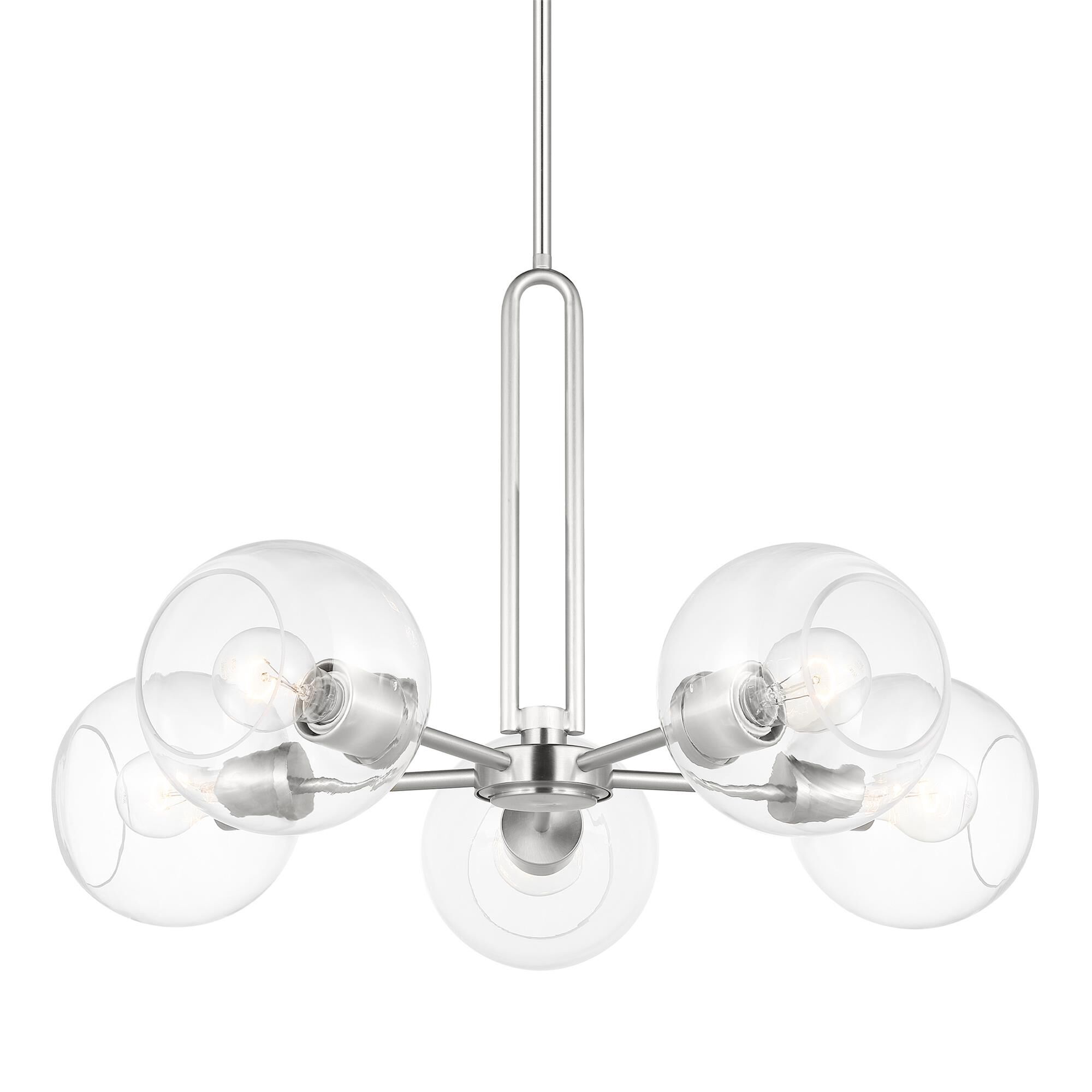 Shown in Brushed Nickel Silver finish and Clear glass and Clear Glass s shade