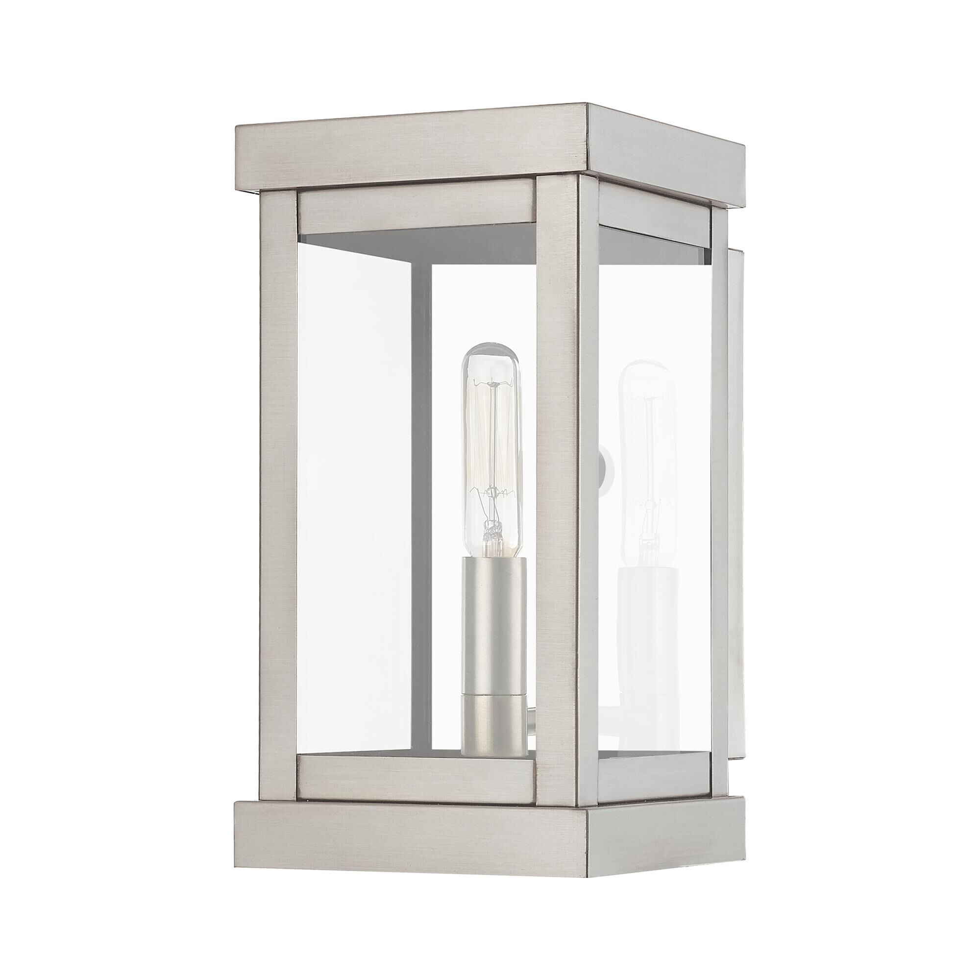 Shown in Brushed Nickel finish and Clear glass