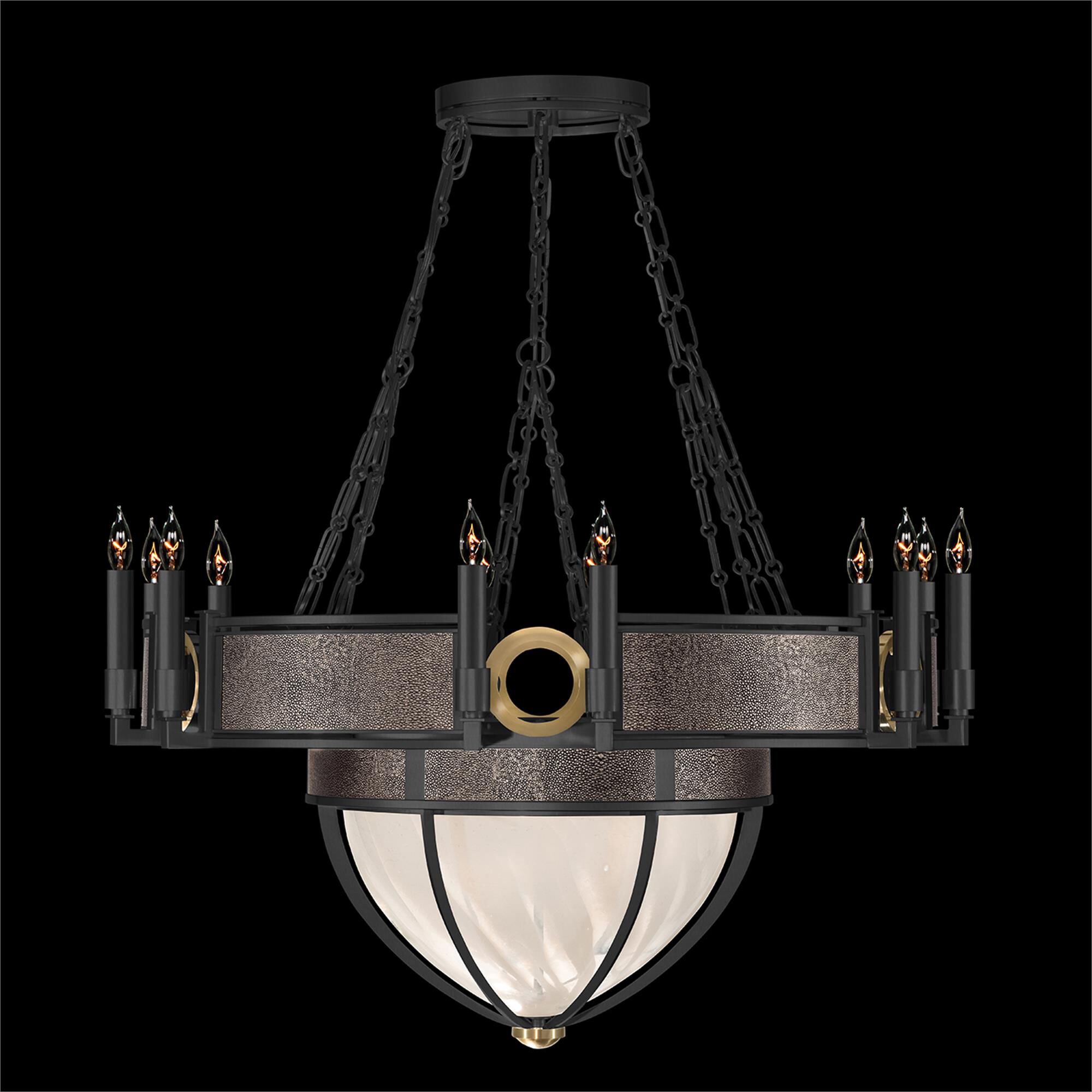 Shown in Black Iron and Brass  finish and Pebble accent