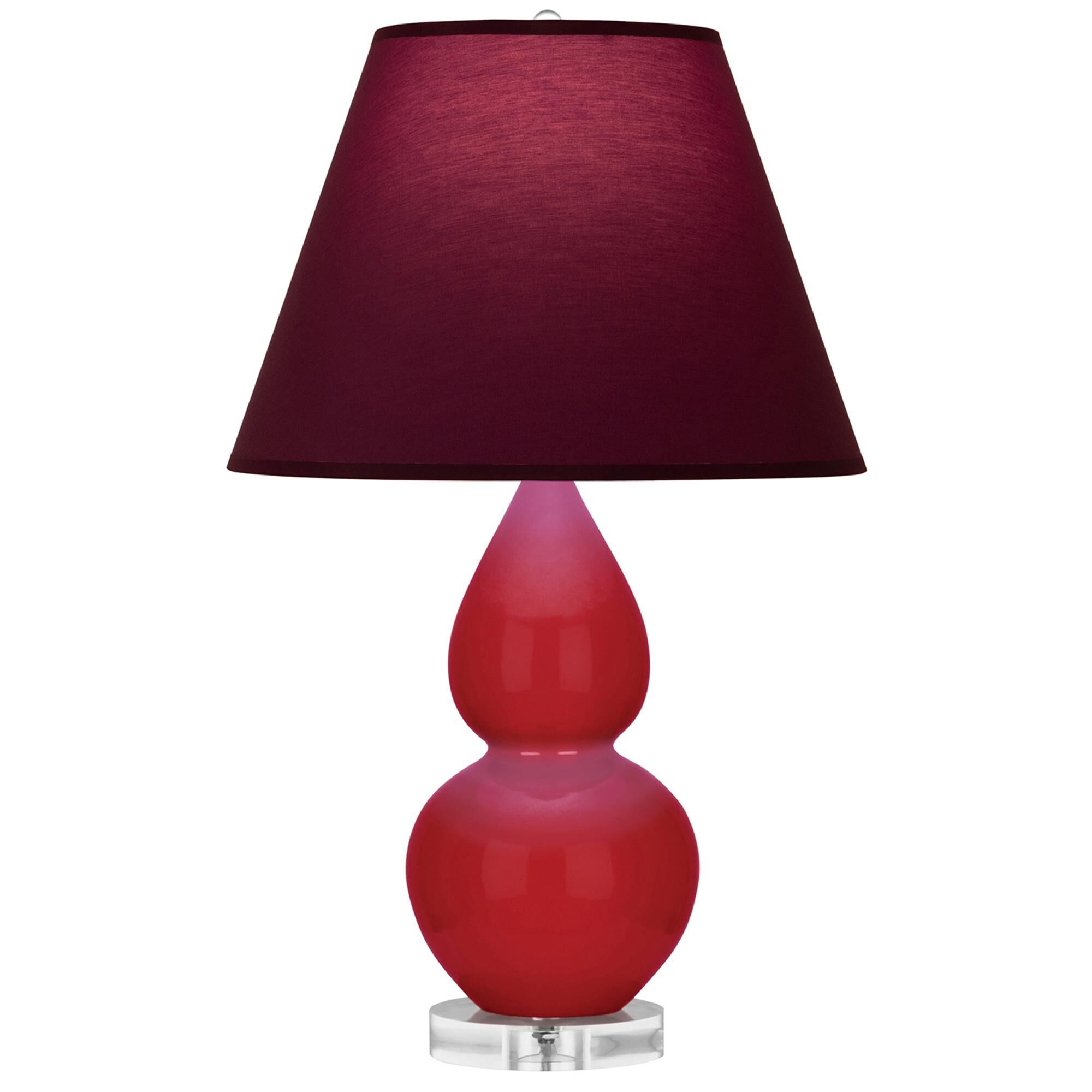 Shown in Ruby Red finish and Plum and Lavender shade and Lucite accent