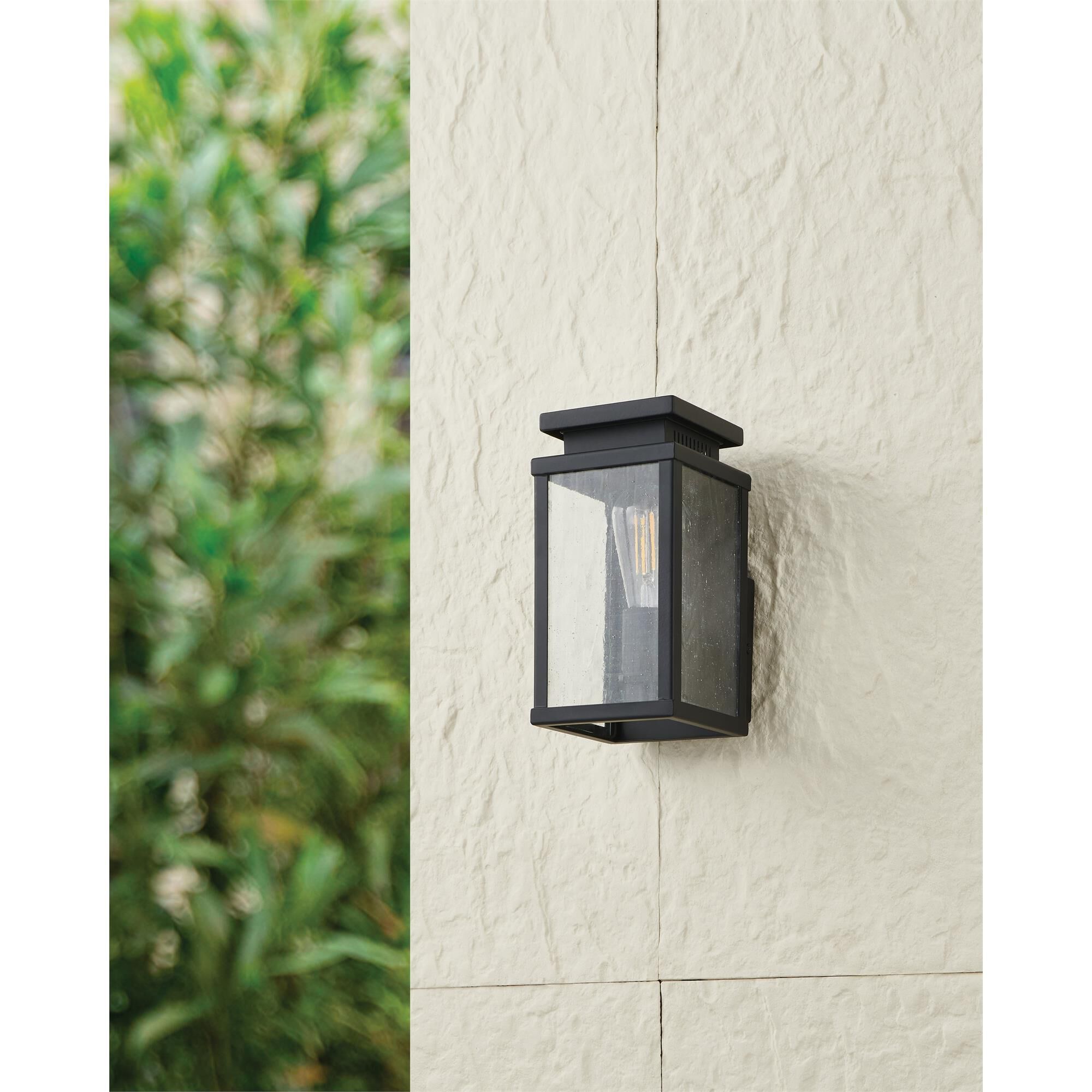 Shown in Matte Black finish and Clear Antique glass