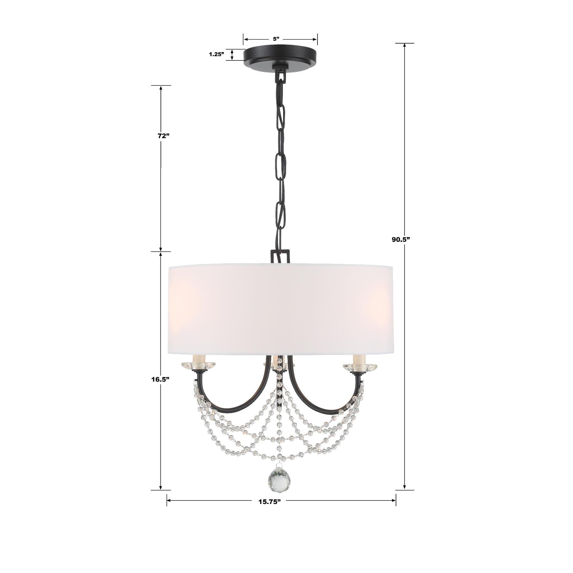 Delilah 15 Inch 3 Light Mini Chandelier by Crystorama