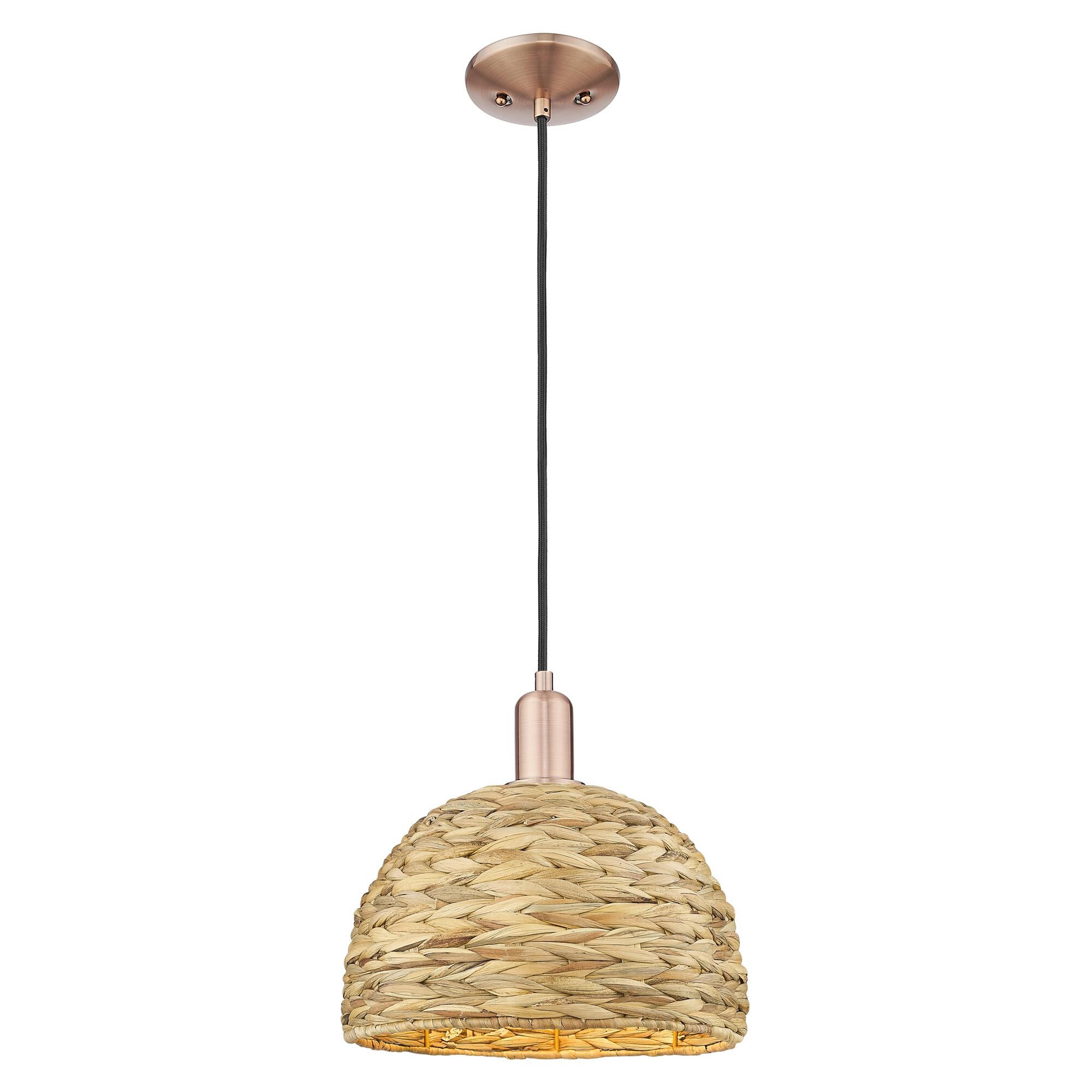 Shown in Antique Copper finish and Natural shade