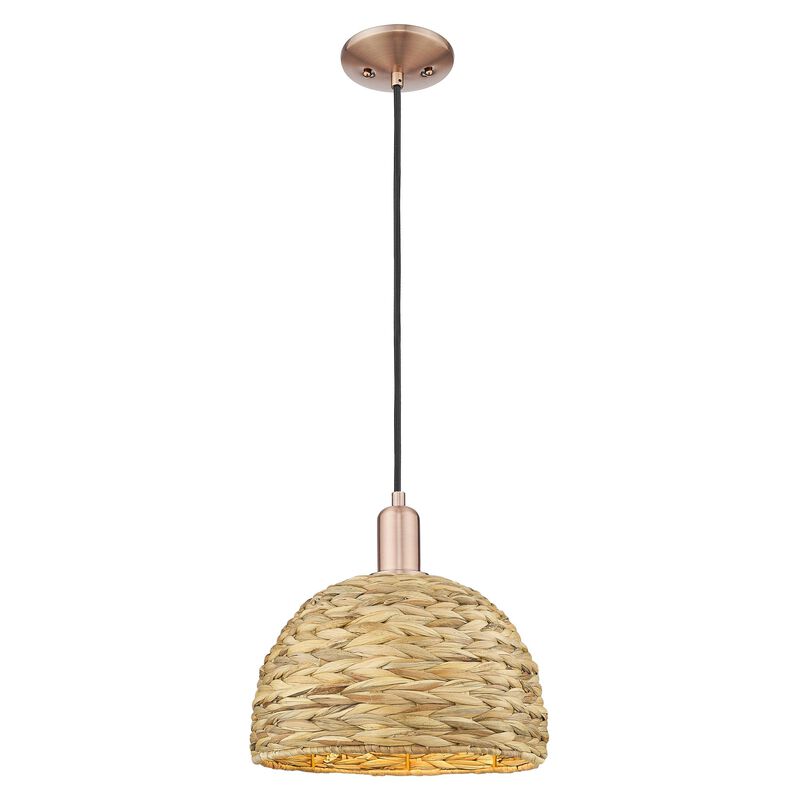 Bruno Marashlian Woven Rattan 12 Inch Mini Pendant by Innovations Lighting