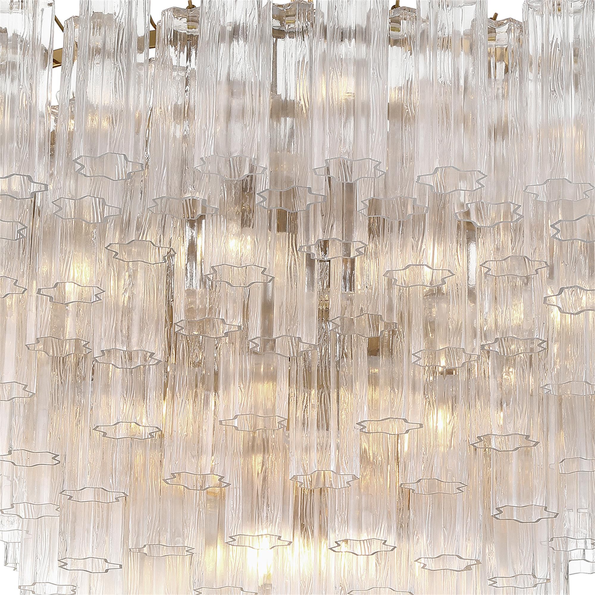 Shown in Aged Brass finish and Tronchi Glass crystal
