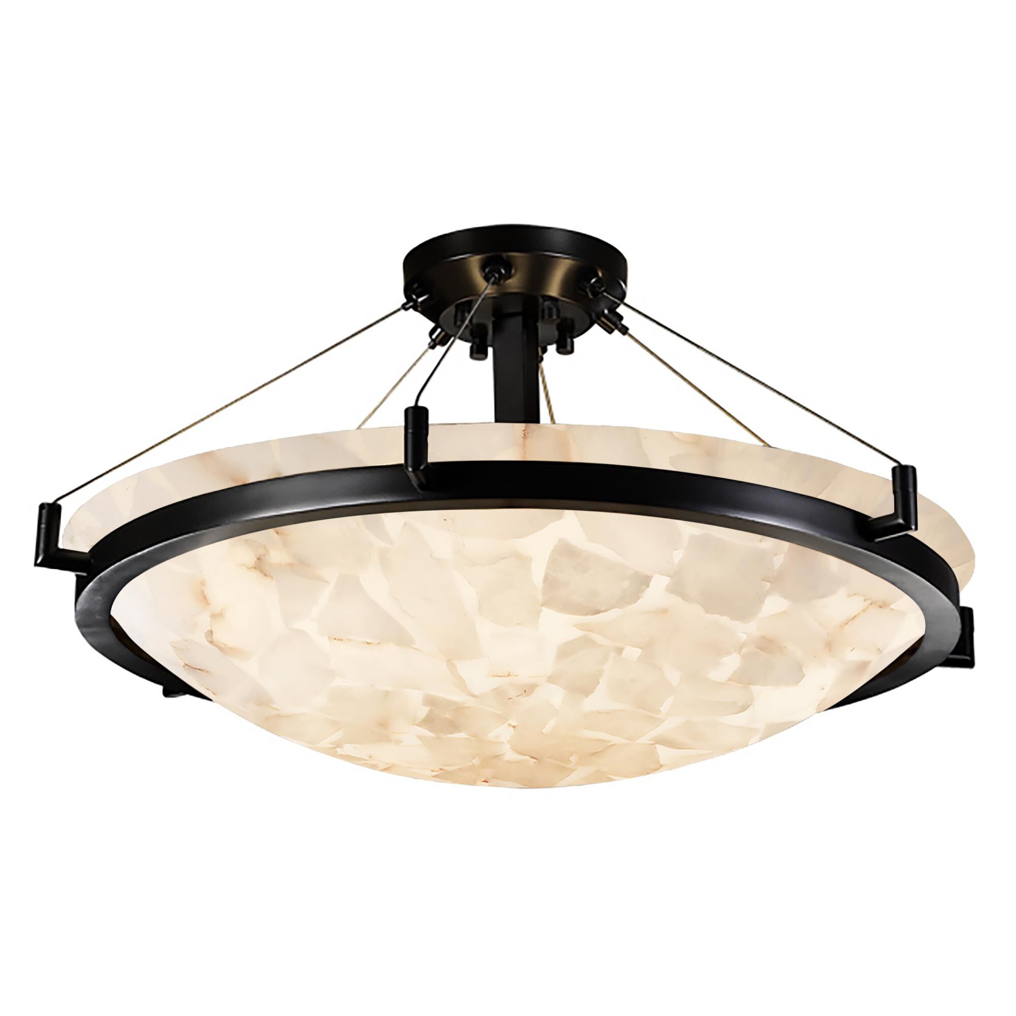 Alabaster Rocks! 27 Inch 6 Light Semi Flush Mount by Justice Design Group