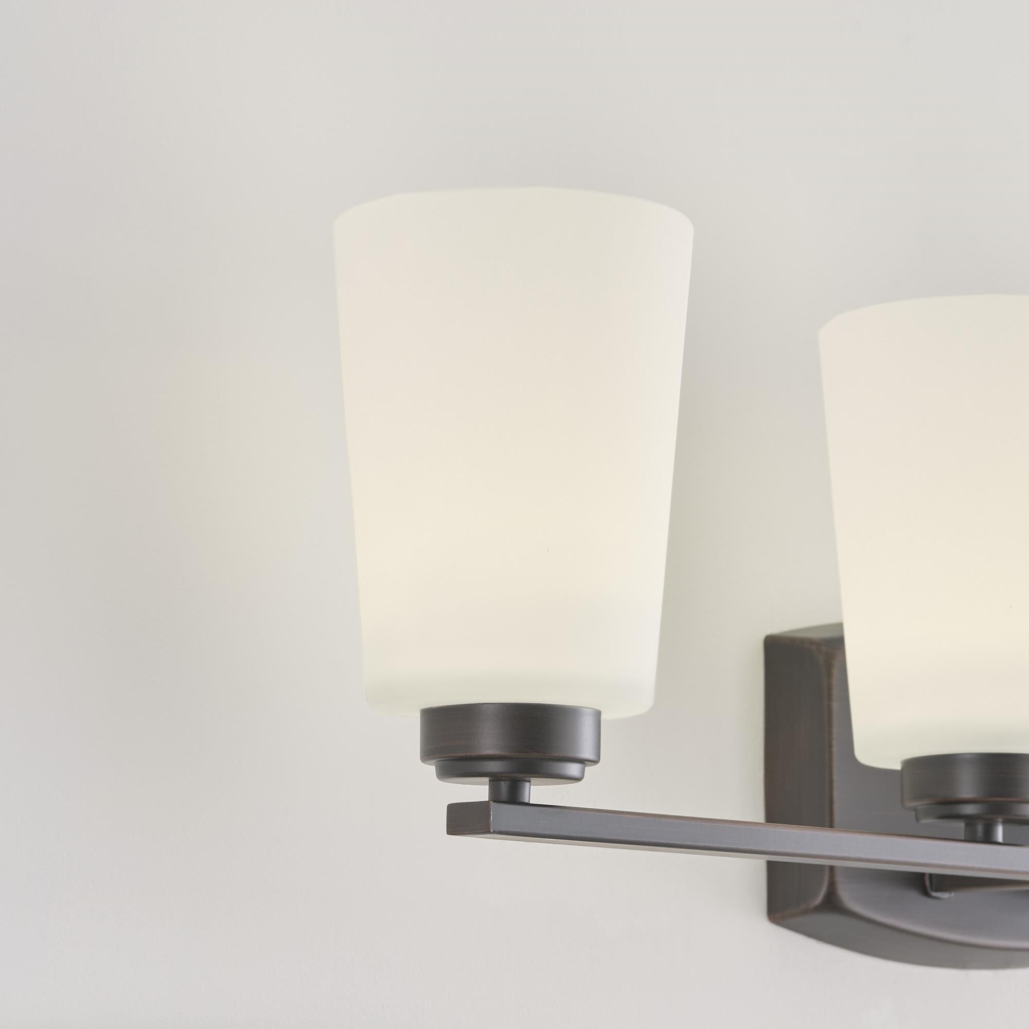 Shown in Bronze finish and Etched / White Inside  Shades glass and Etched / White Inside Glass s shade