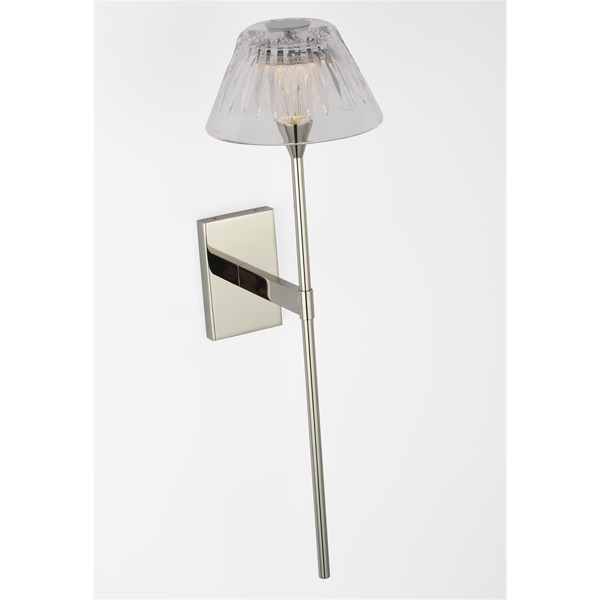 Shown in Polished Nickel finish and Clear crystal