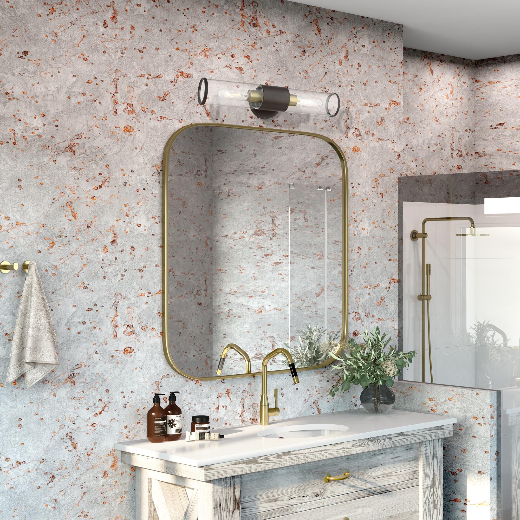 Shown in Bronze With Antique Brass Accent finish and Clear glass and Clear Glass shade