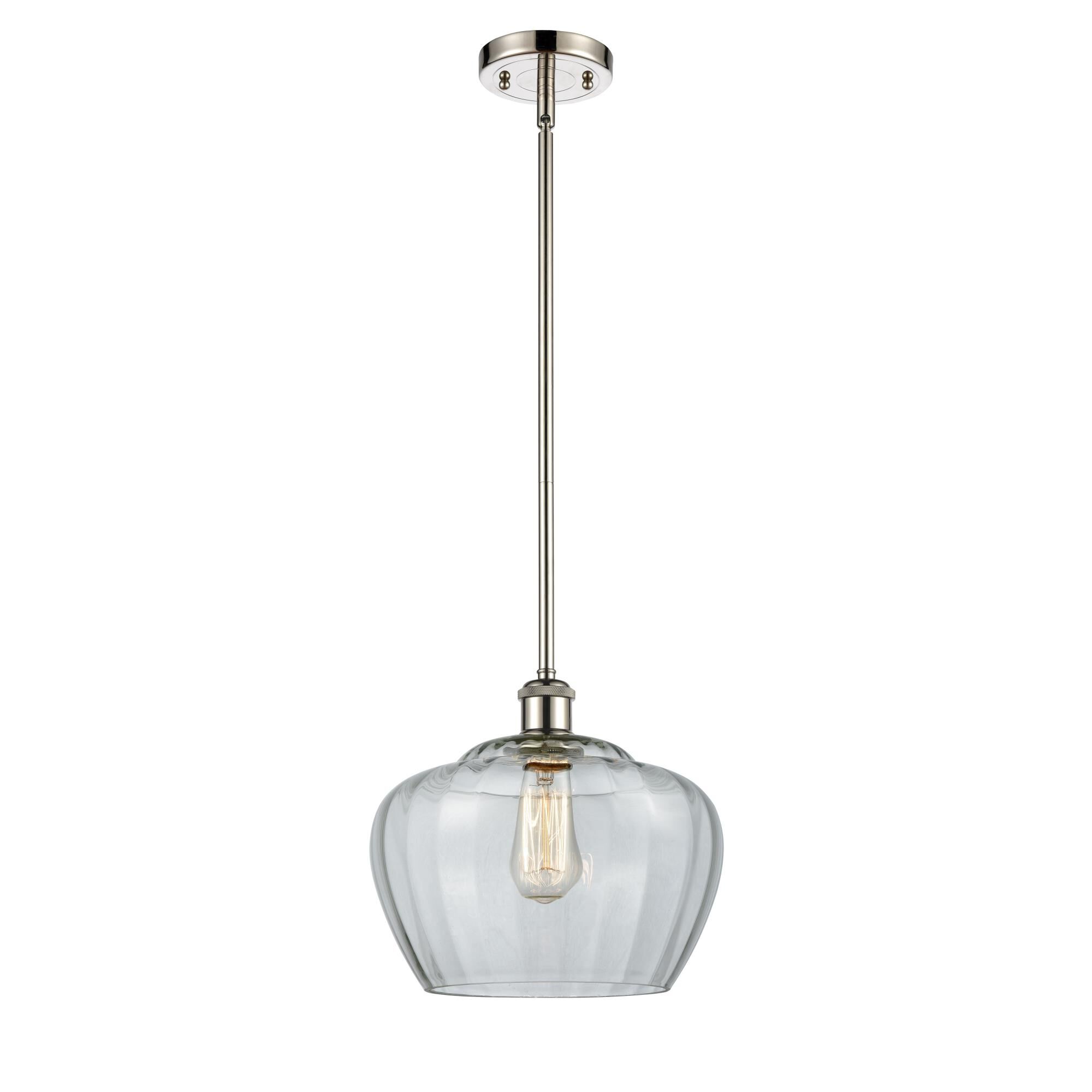 Shown in Polished Nickel finish and Bowl glass and Glass shade
