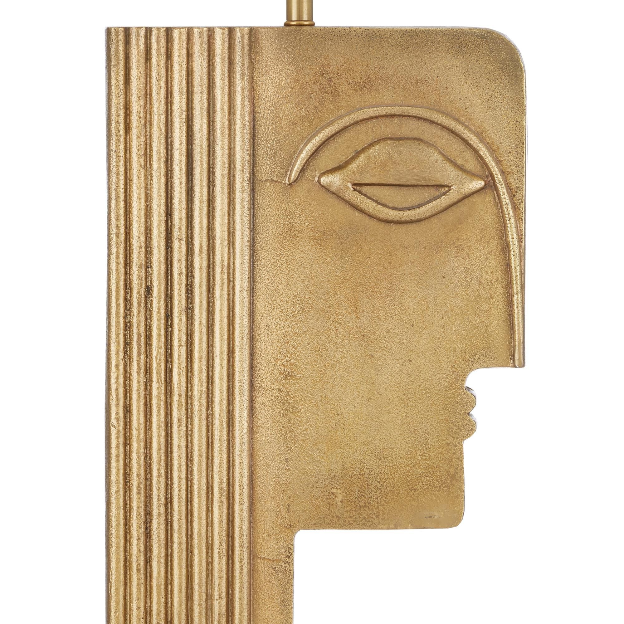 Shown in Antique Brass finish and Off-White Shantung shade