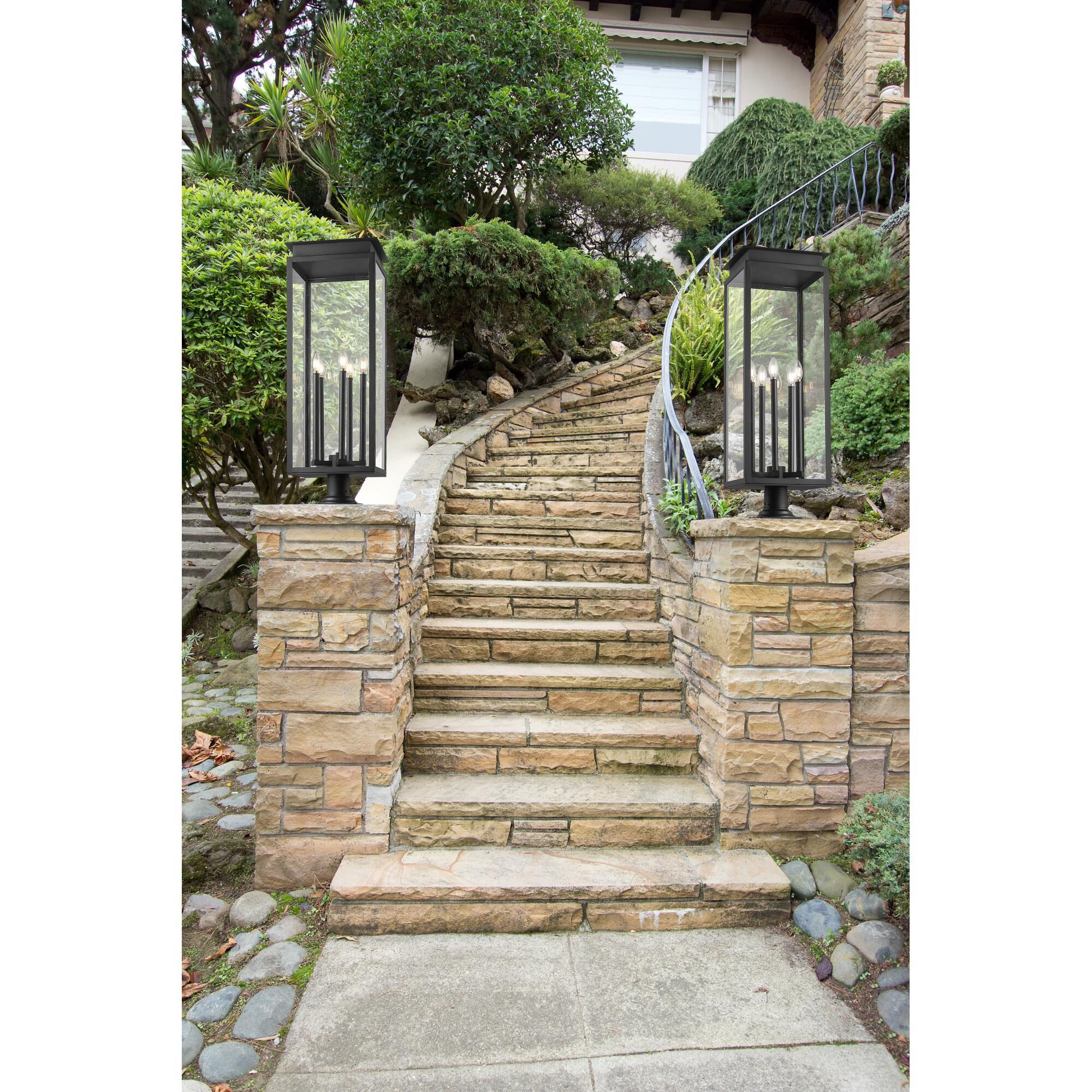 Shown in Black finish and Clear glass and Clear shade