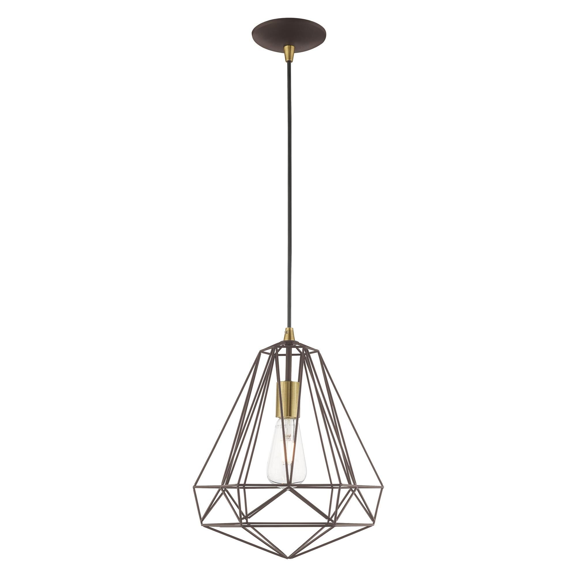 Shown in Bronze finish and Bronze Geometric Metal shade