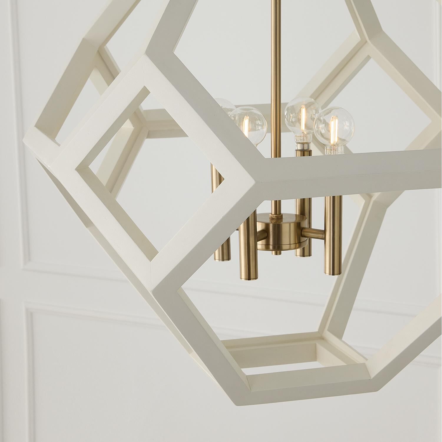 Shown in Flat White And Matte Brass finish