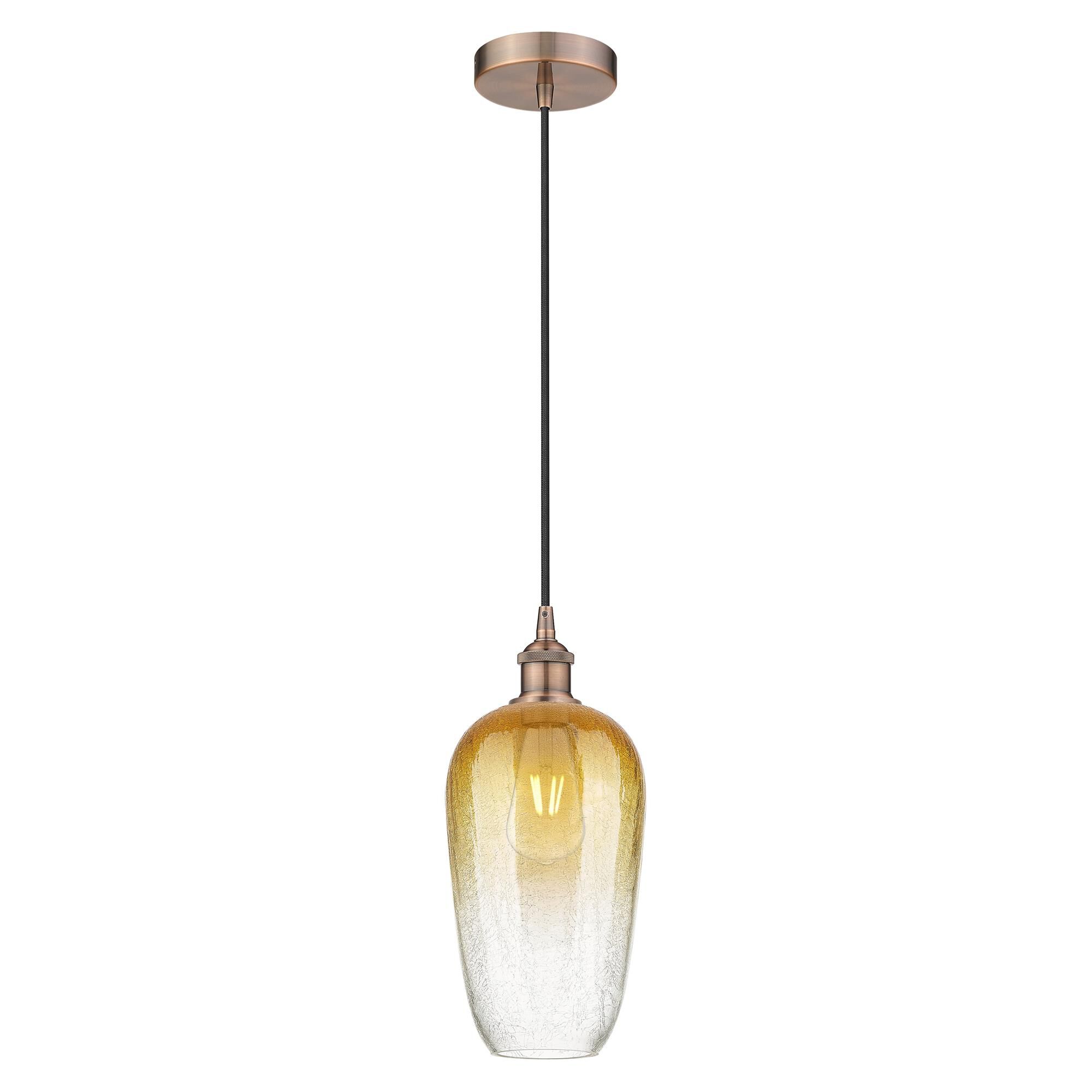 Shown in Antique Copper finish and Amber glass