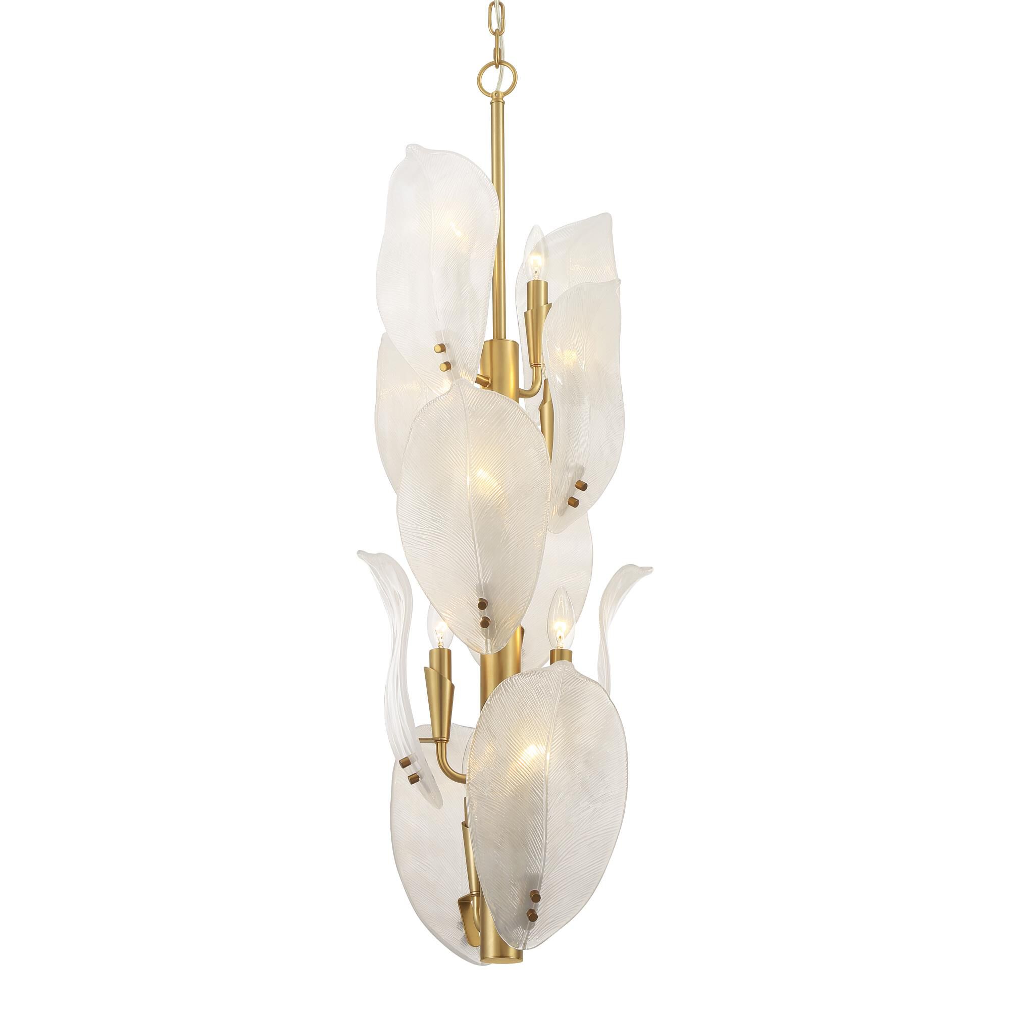 Shown in Legacy Brass finish and White Handmade glass