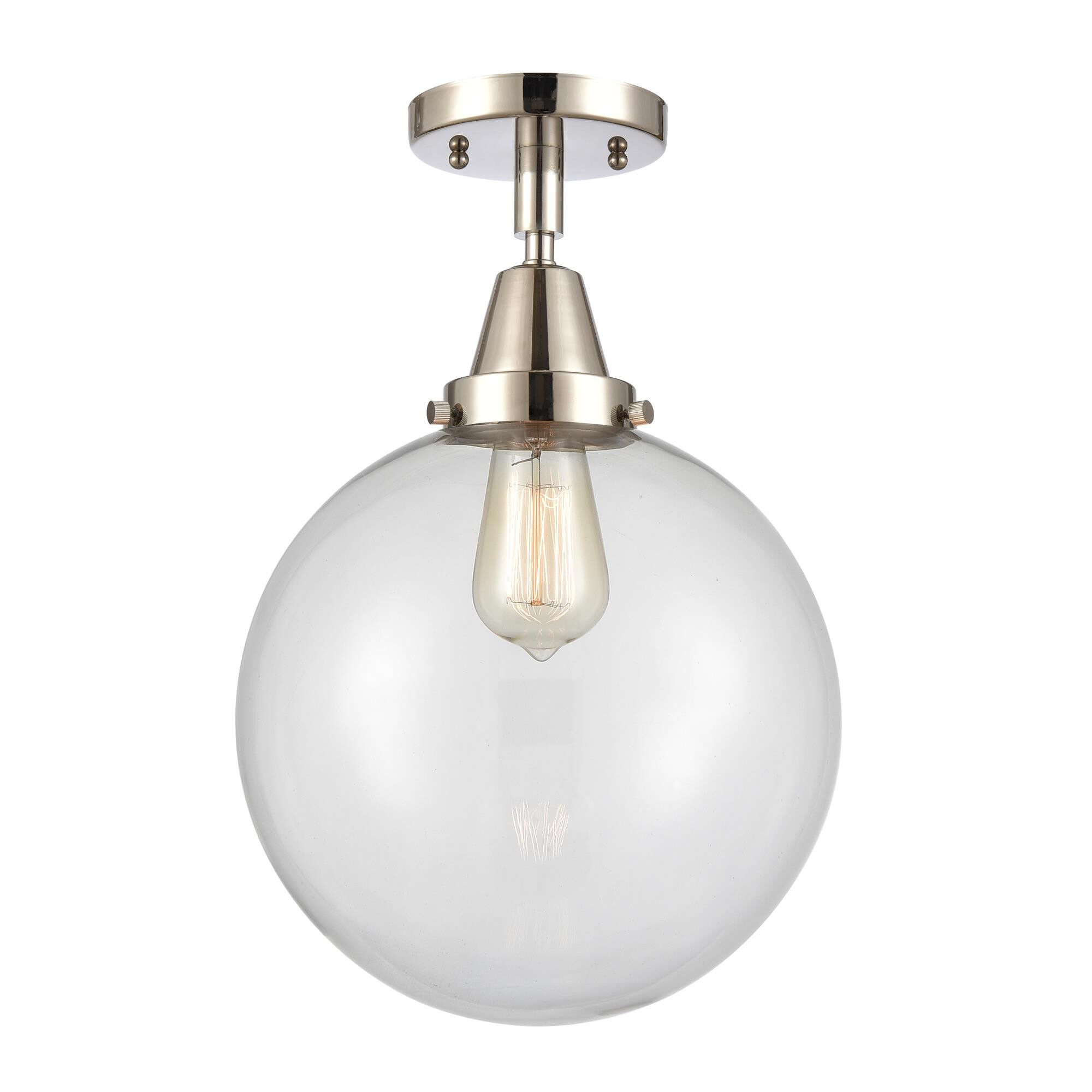 Shown in Polished Nickel finish and Clear Beacon glass