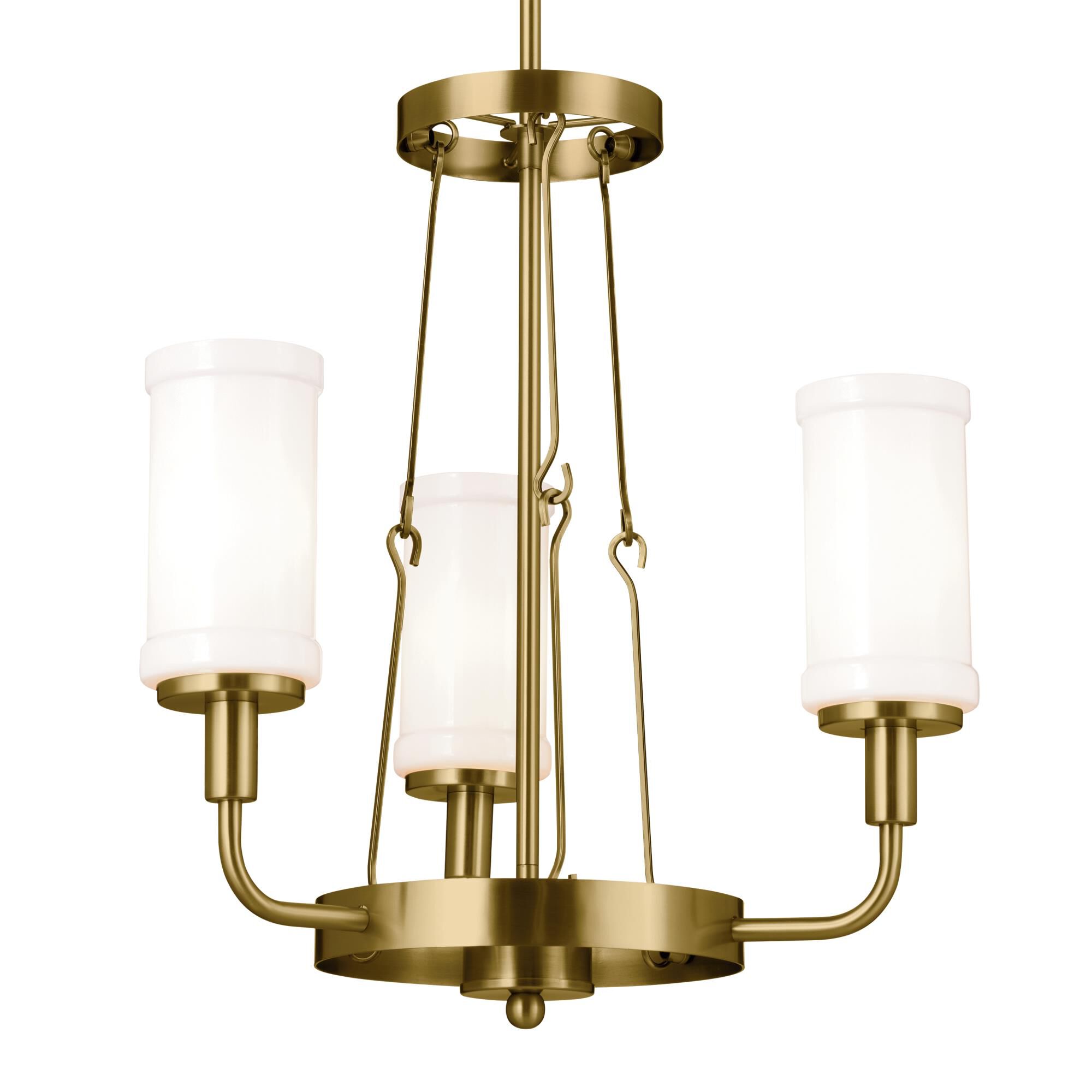 Shown in Natural Brass finish and Opal glass