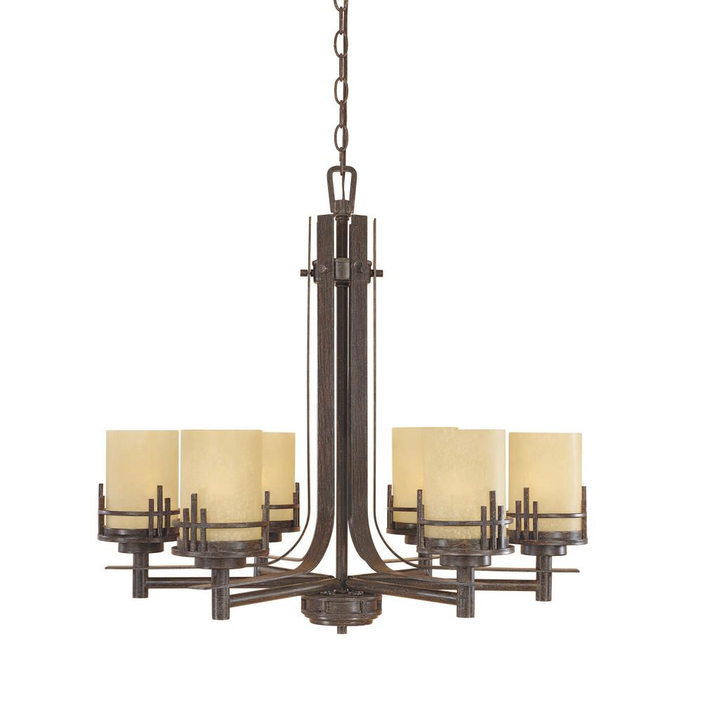 Shown in Warm Mahogany finish and Goldenrod glass 