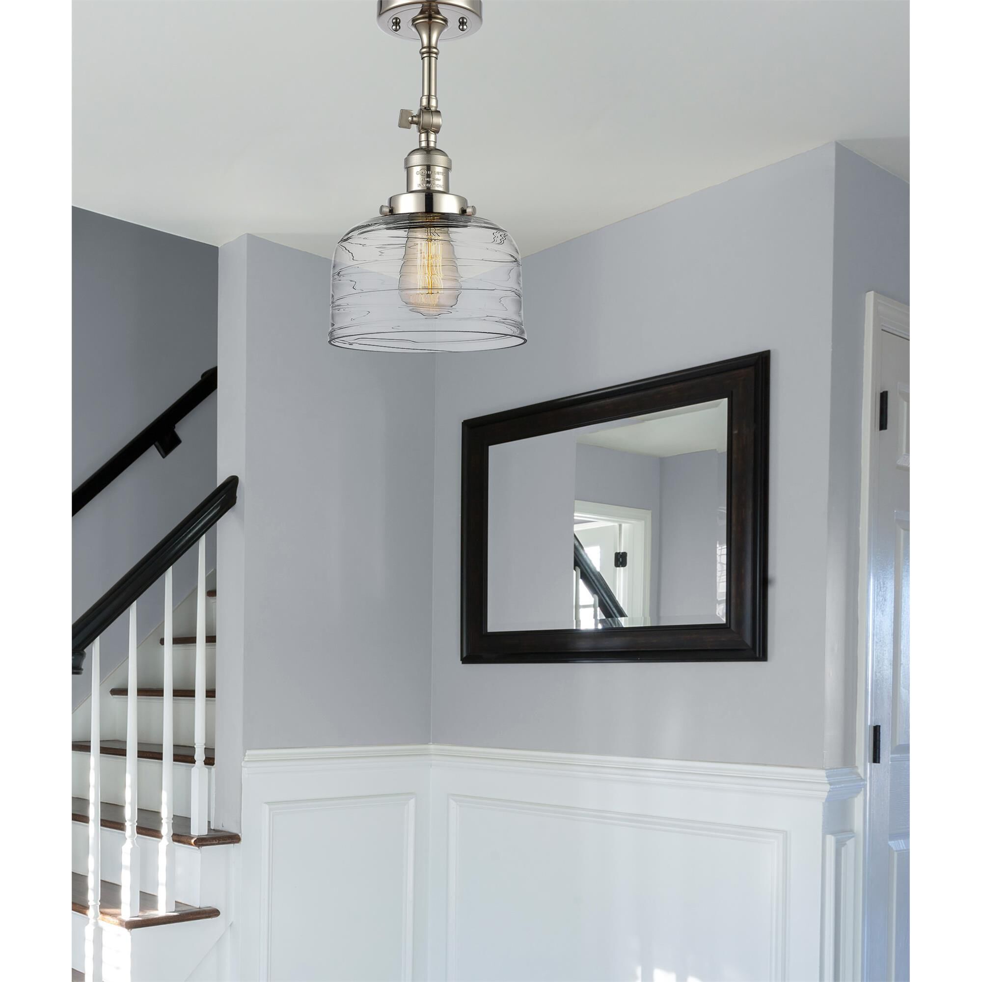 Shown in Polished Nickel finish and Clear glass