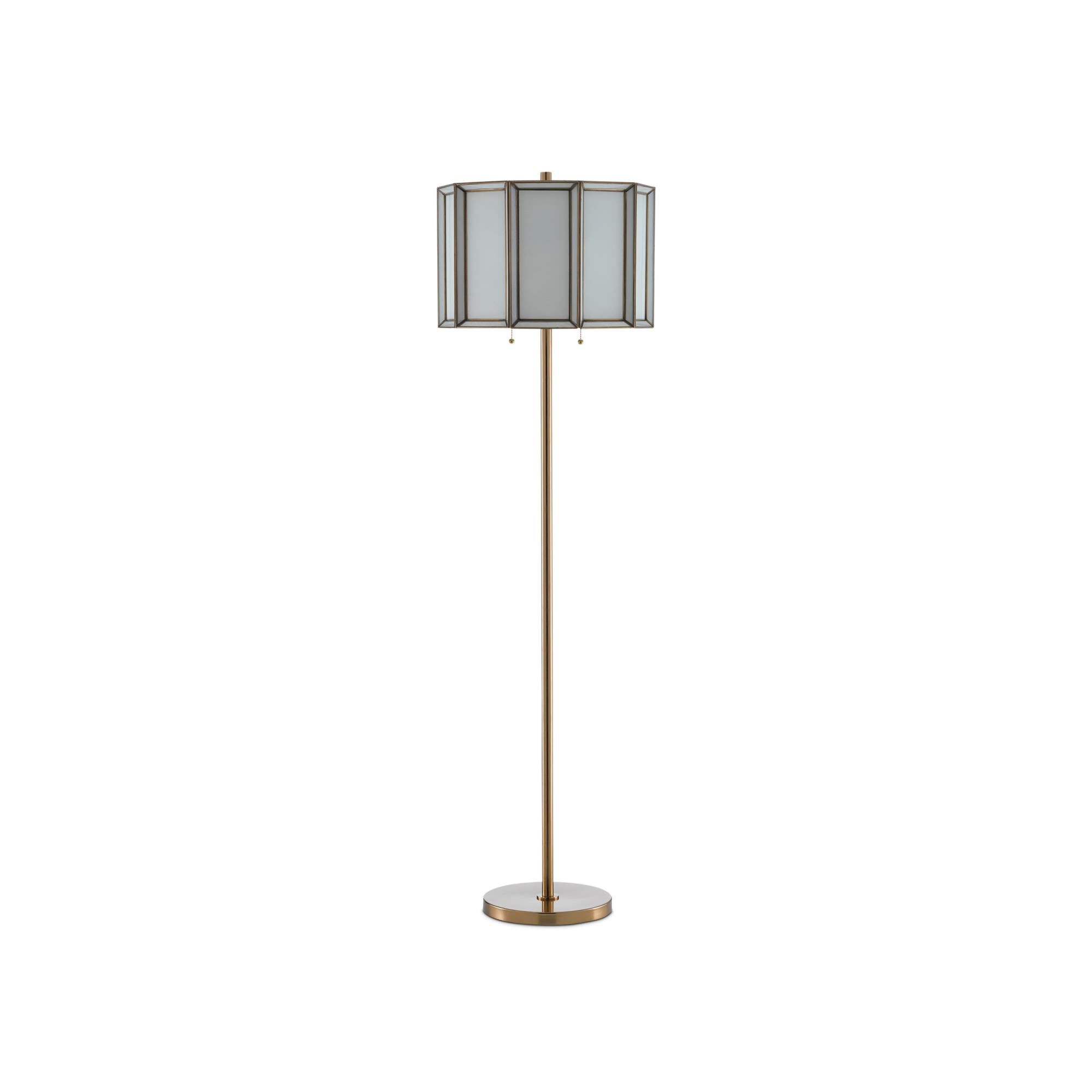 Shown in Antique Brass - White finish and White - Antique Brass shade