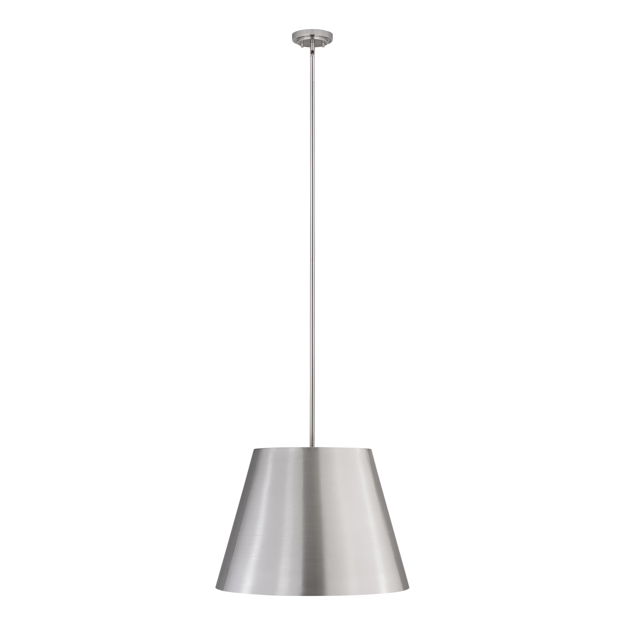 Shown in Brushed Nickel finish and Brushed Nickel glass and Brushed Nickel shade