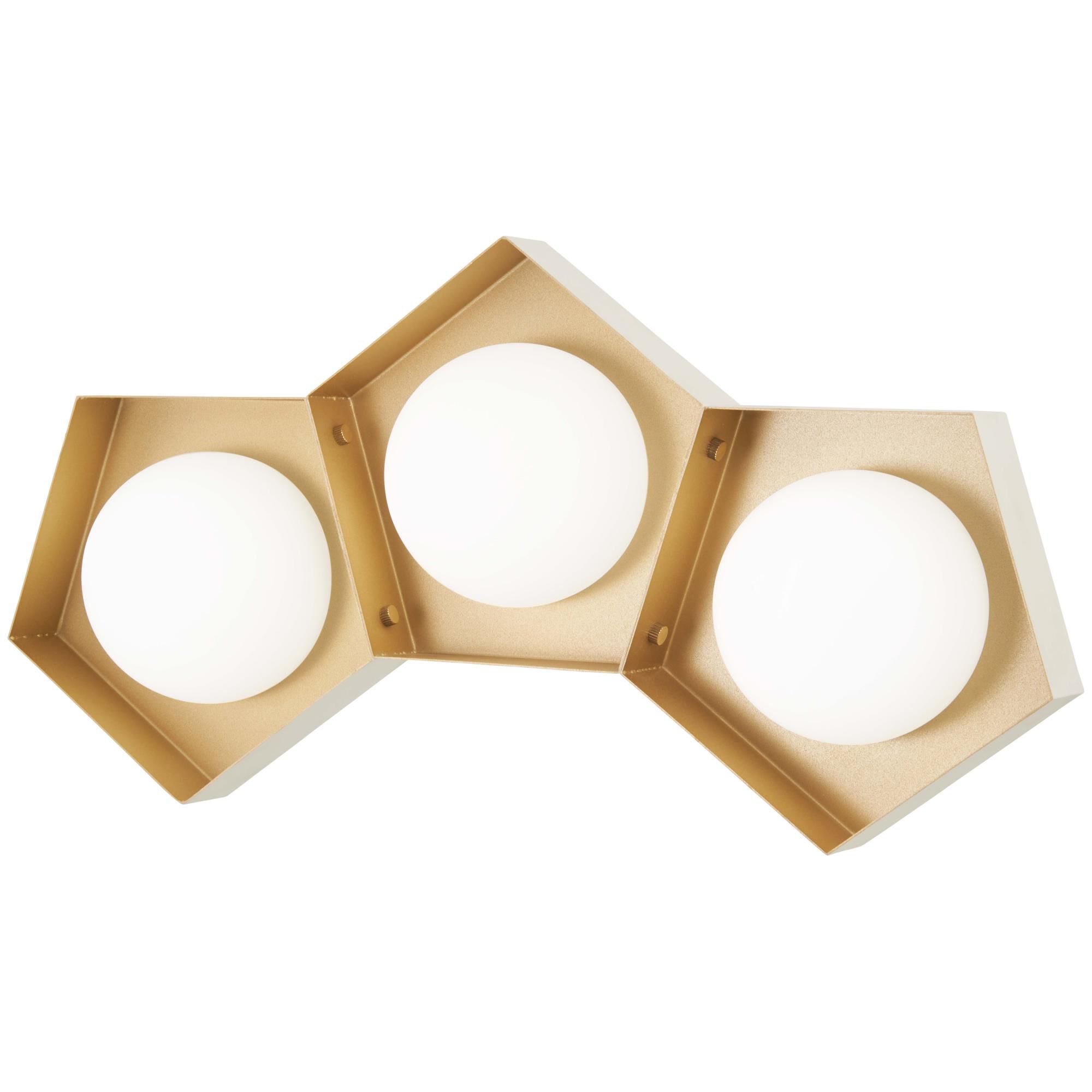 Shown in Textured White with Gold Leaf finish and Etched Opal glass