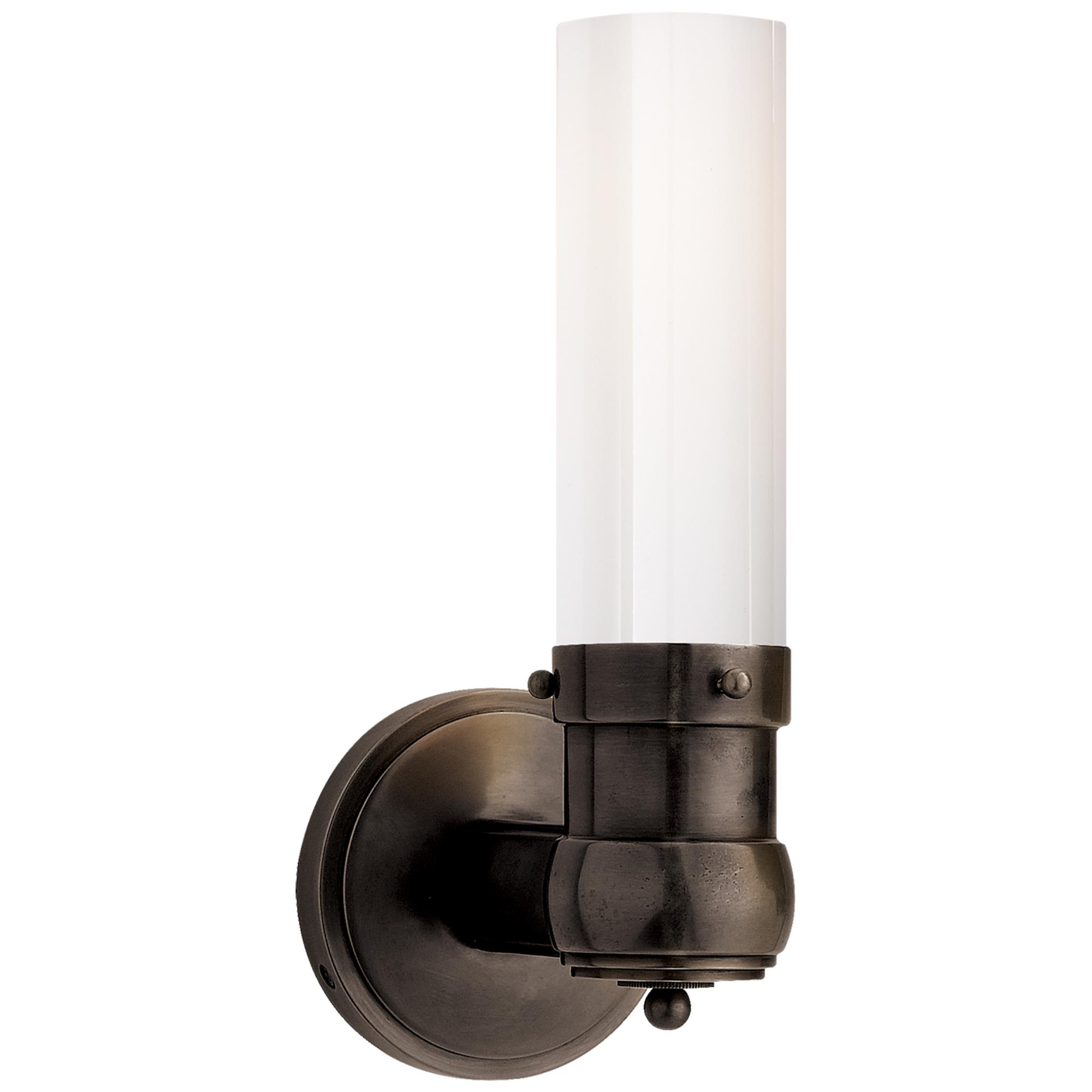 Shown in Bronze finish and White glass