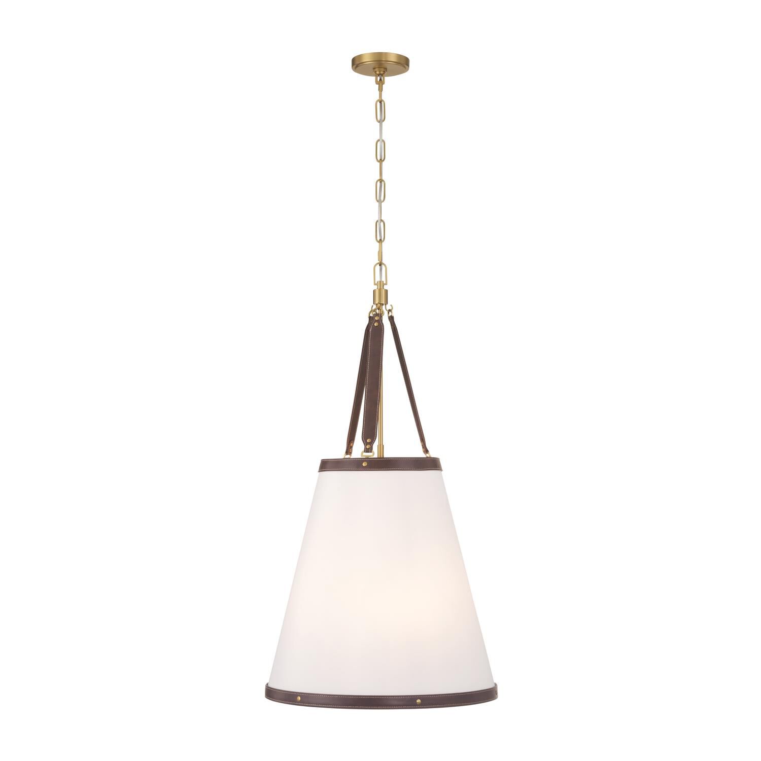 Shown in Luxe Gold finish and Fabric glass and Fabric shade