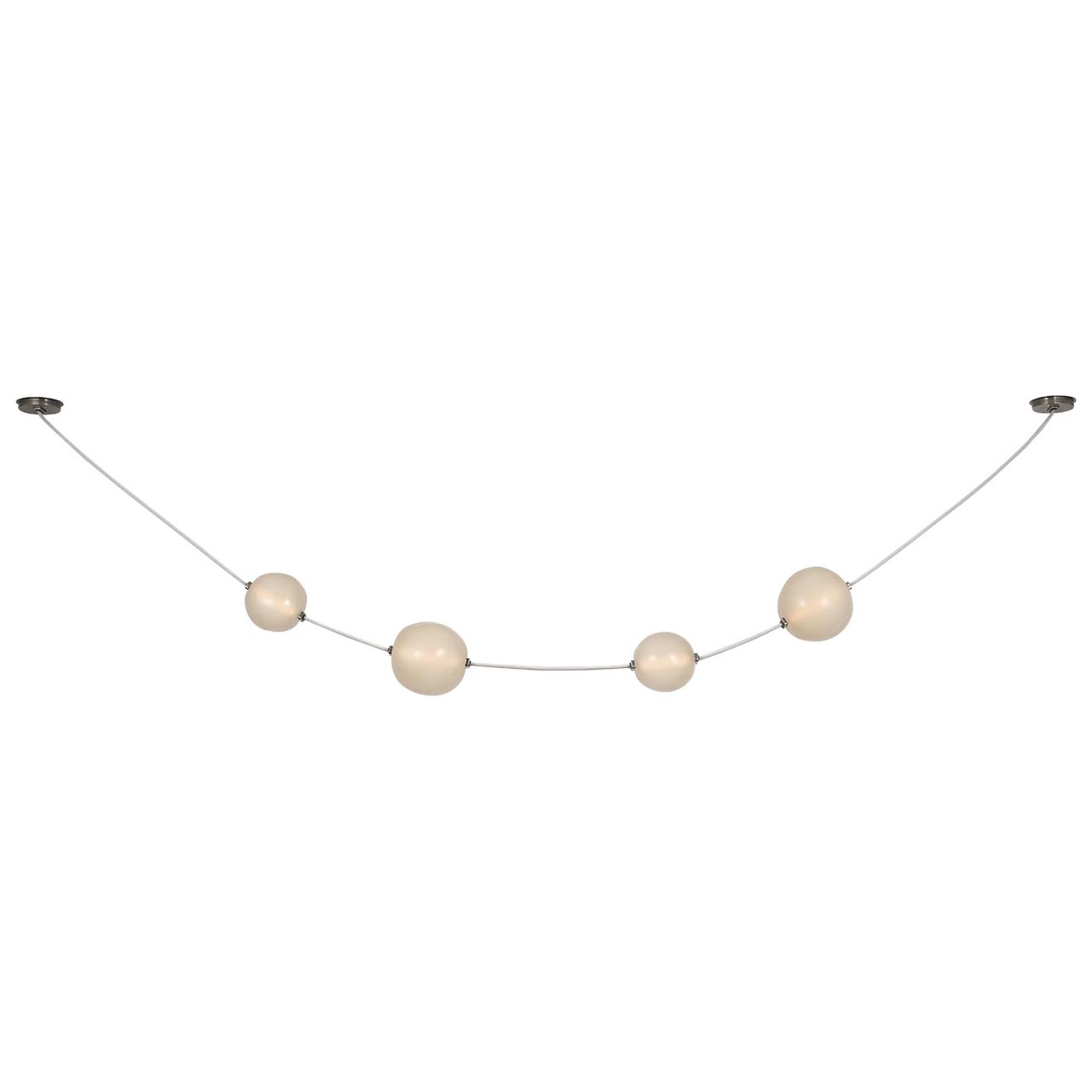 Shown in Bone Suede And Mottled Pewter finish and Fizzy Nude glass