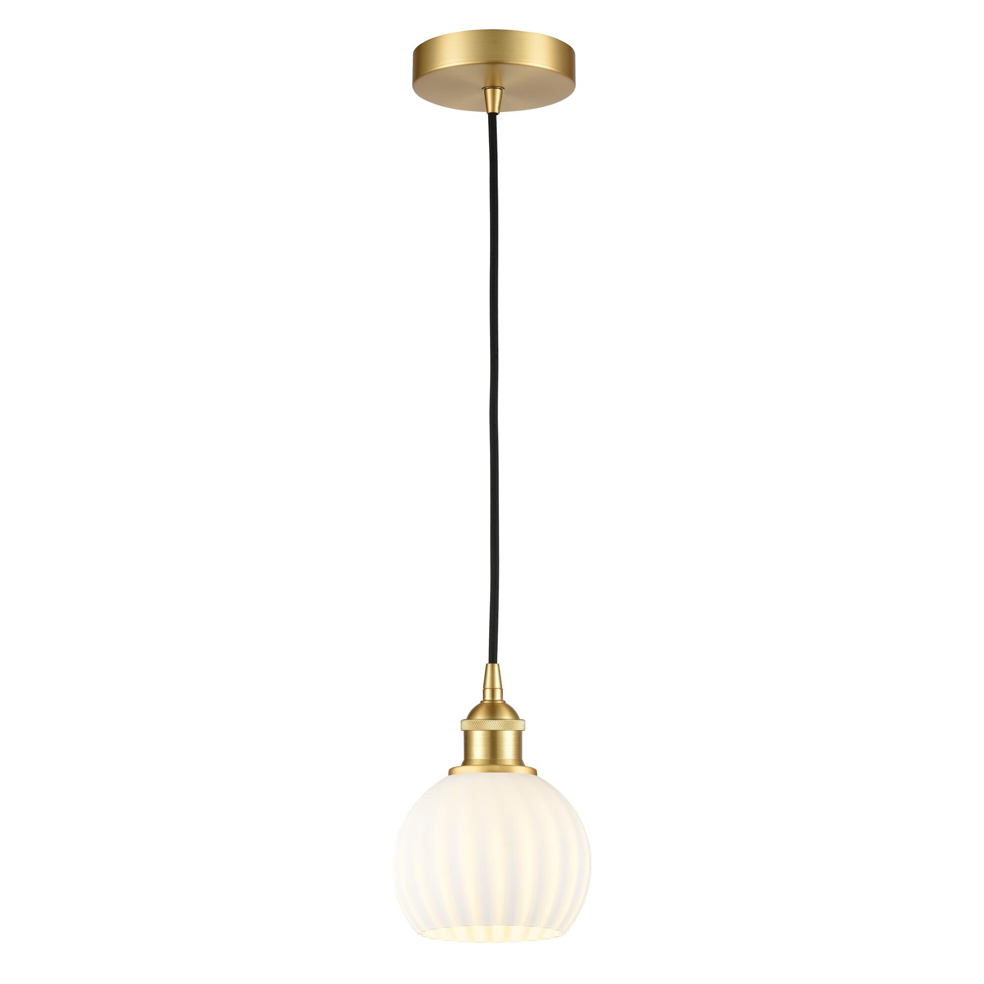 Shown in Satin Gold finish and White Venetian glass