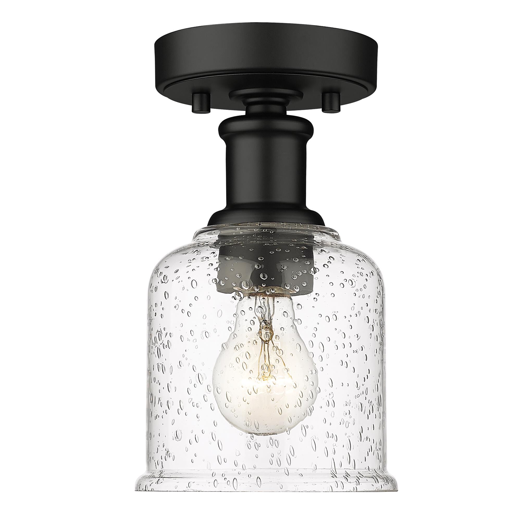 Shown in Matte Black finish and Clear Seedy glass