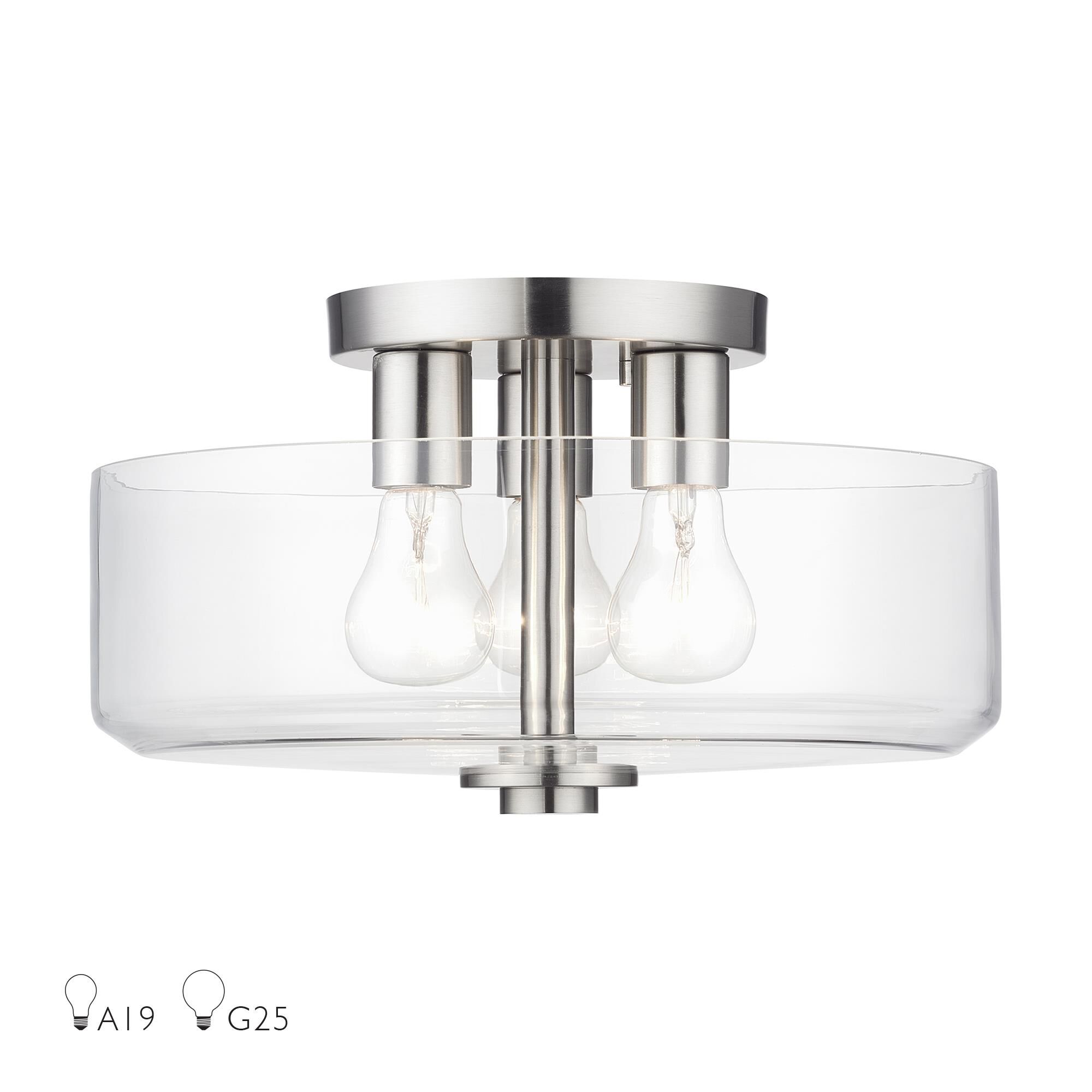 Whitworth 15 Inch Semi Flush Mount by Livex Lighting