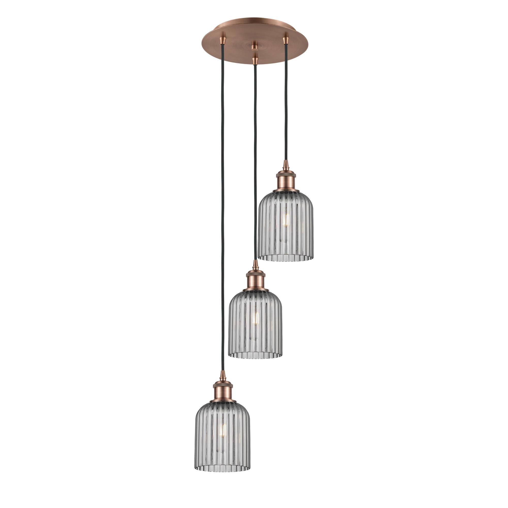 Shown in Antique Copper finish and Light Smoke shade
