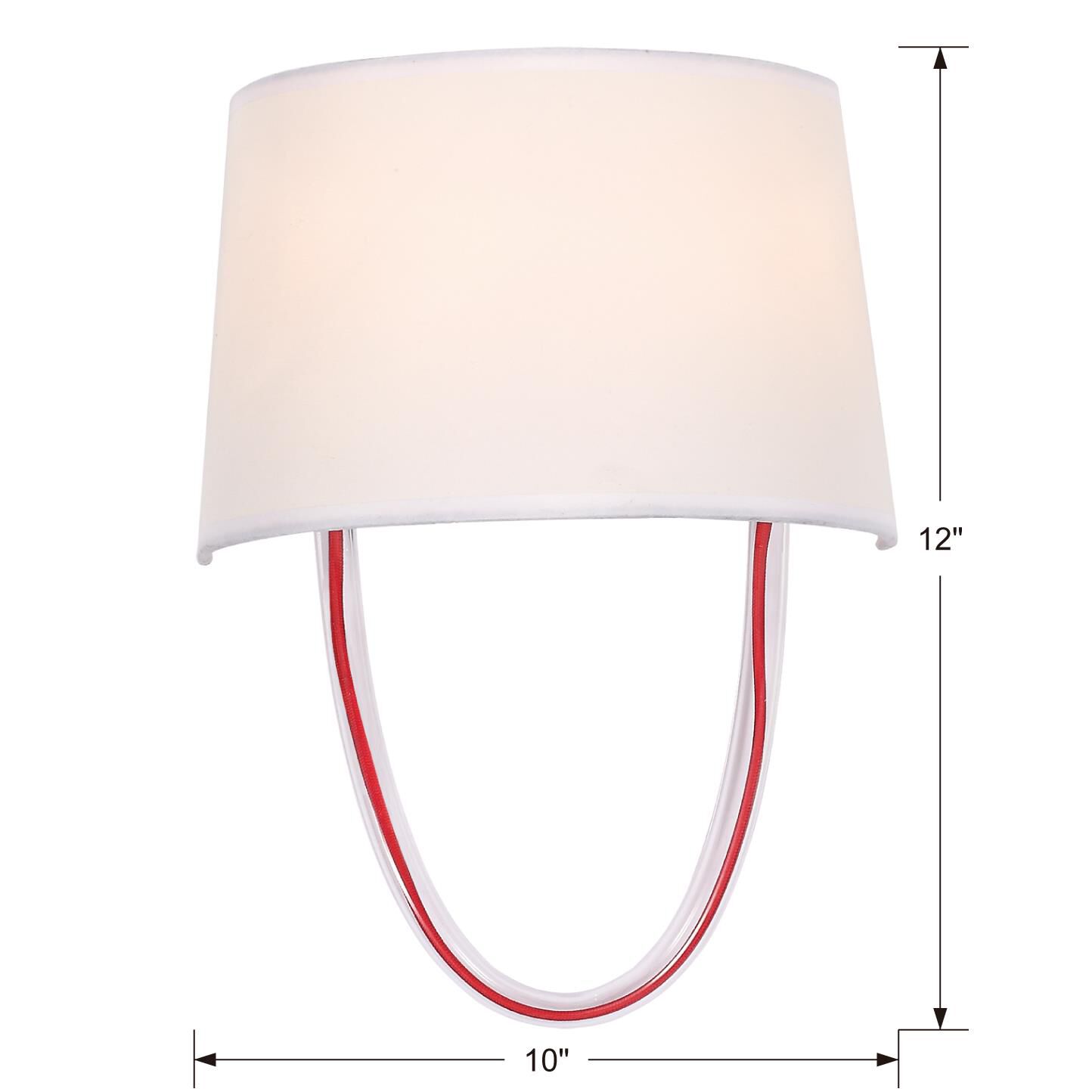 Shown in Polished Chrome + Red Cord finish and Linen glass and Glass + Linen shade and Glass accent
