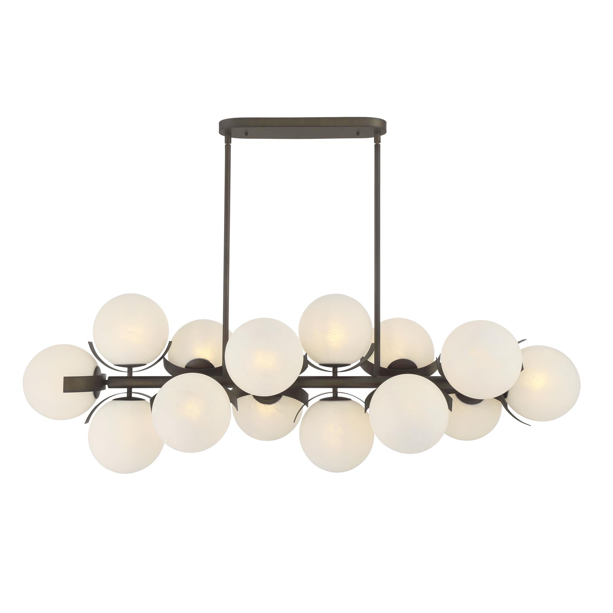 Shown in Dark Bronze finish and White Etched Alabaster glass
