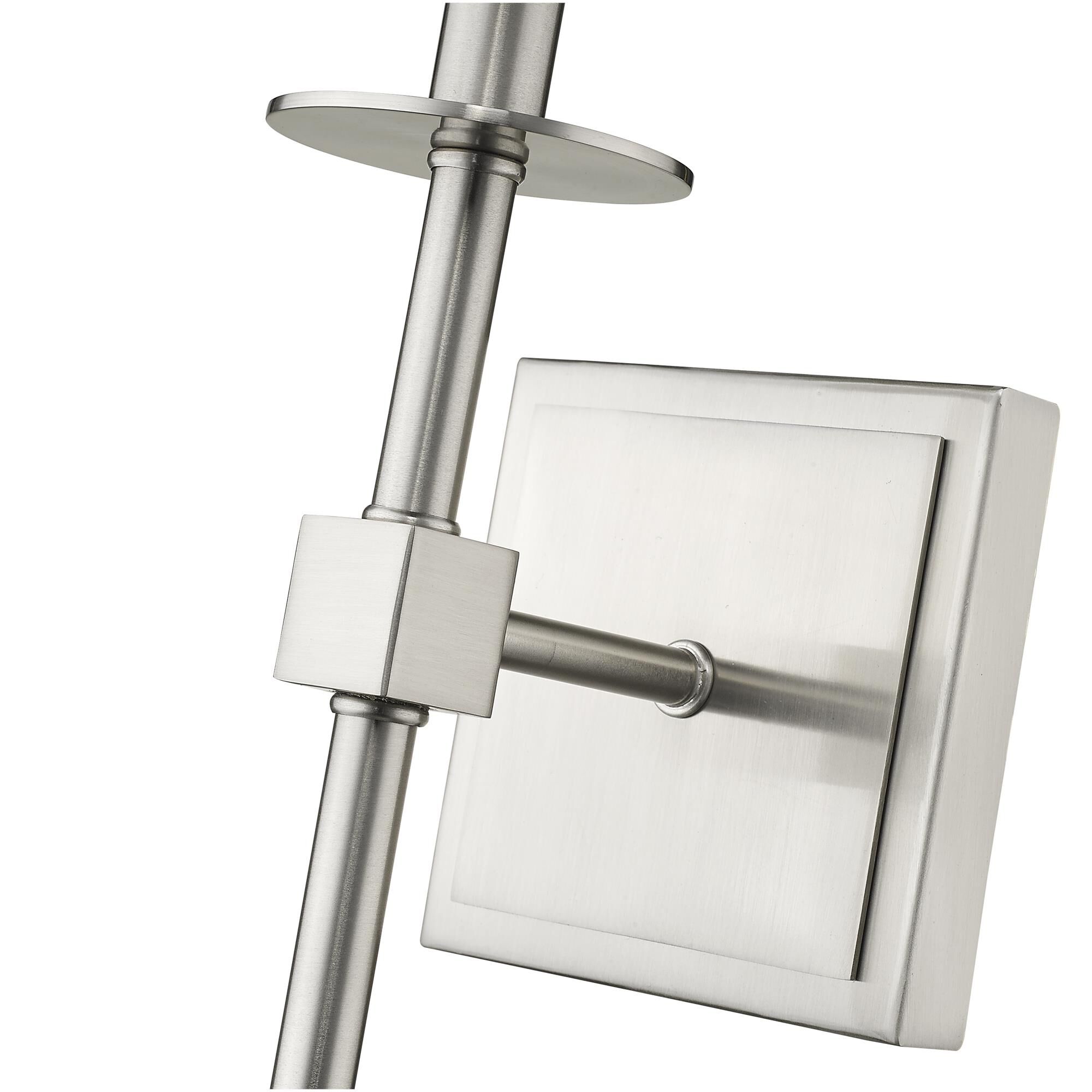 Shown in Brushed Nickel finish and Fabric glass and Fabric shade