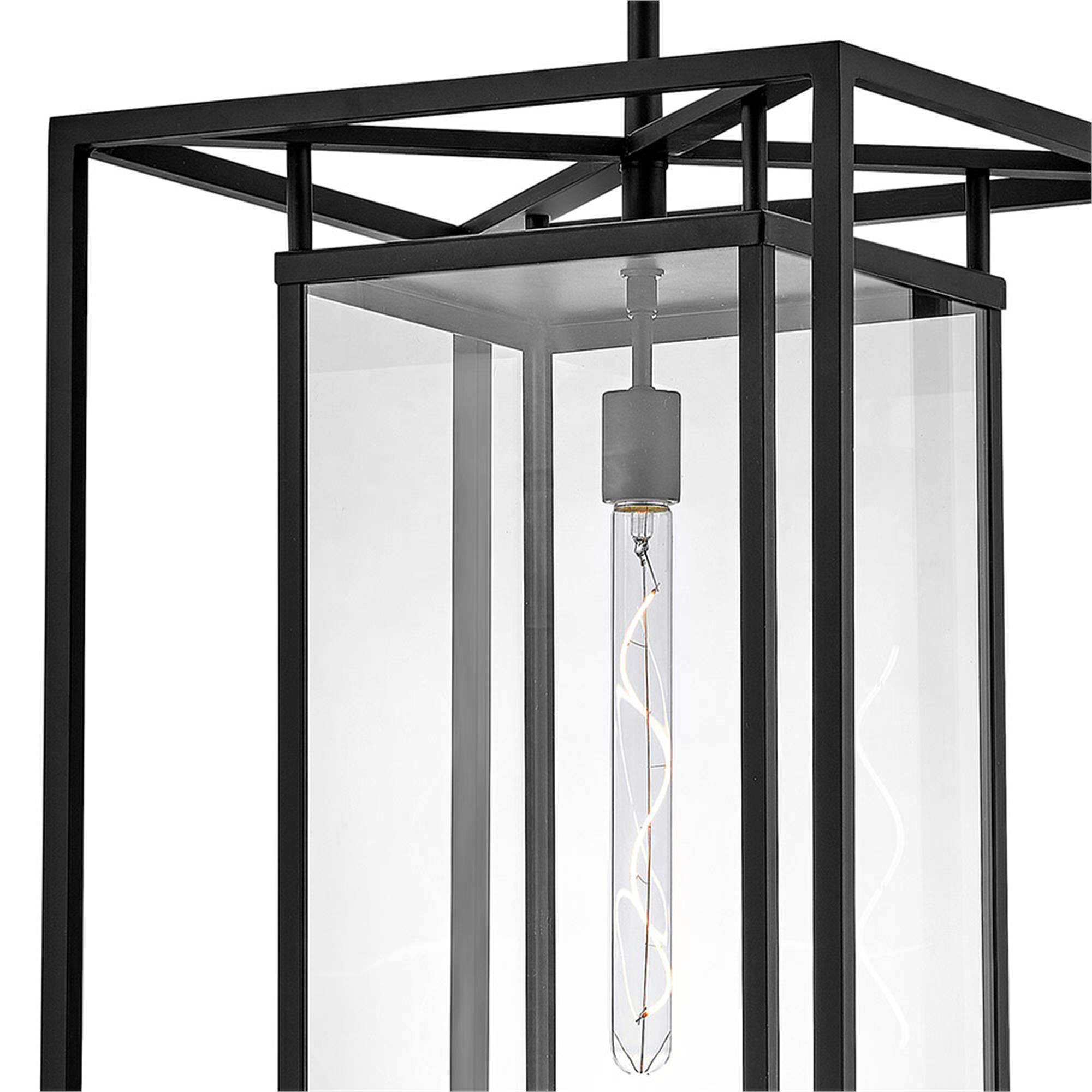 Shown in Black finish and Clear glass