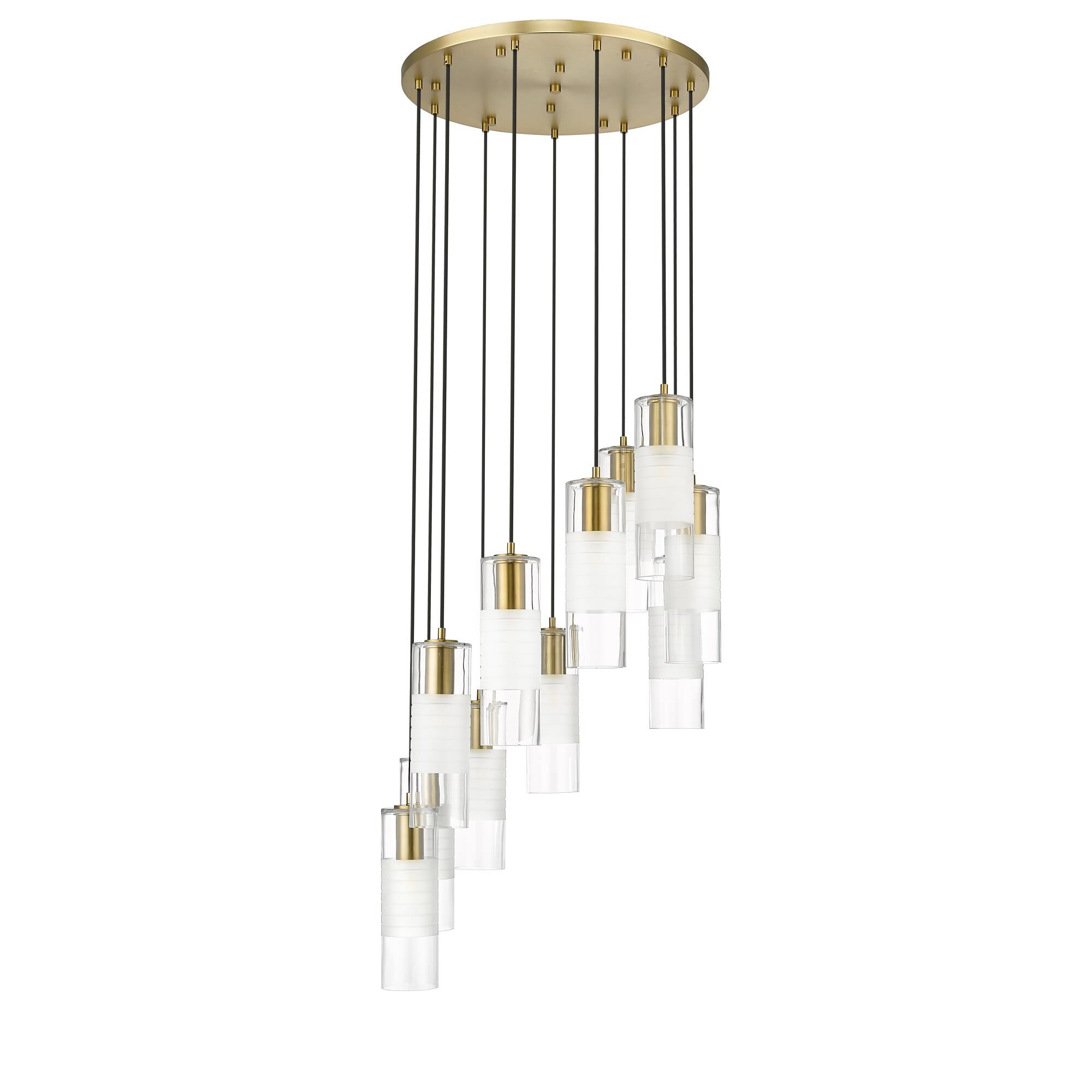 Shown in Modern Gold finish and Clear and Frosted glass