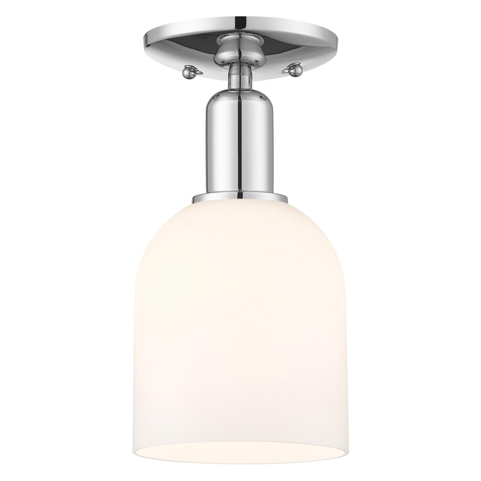 Shown in Polished Chrome finish and White glass