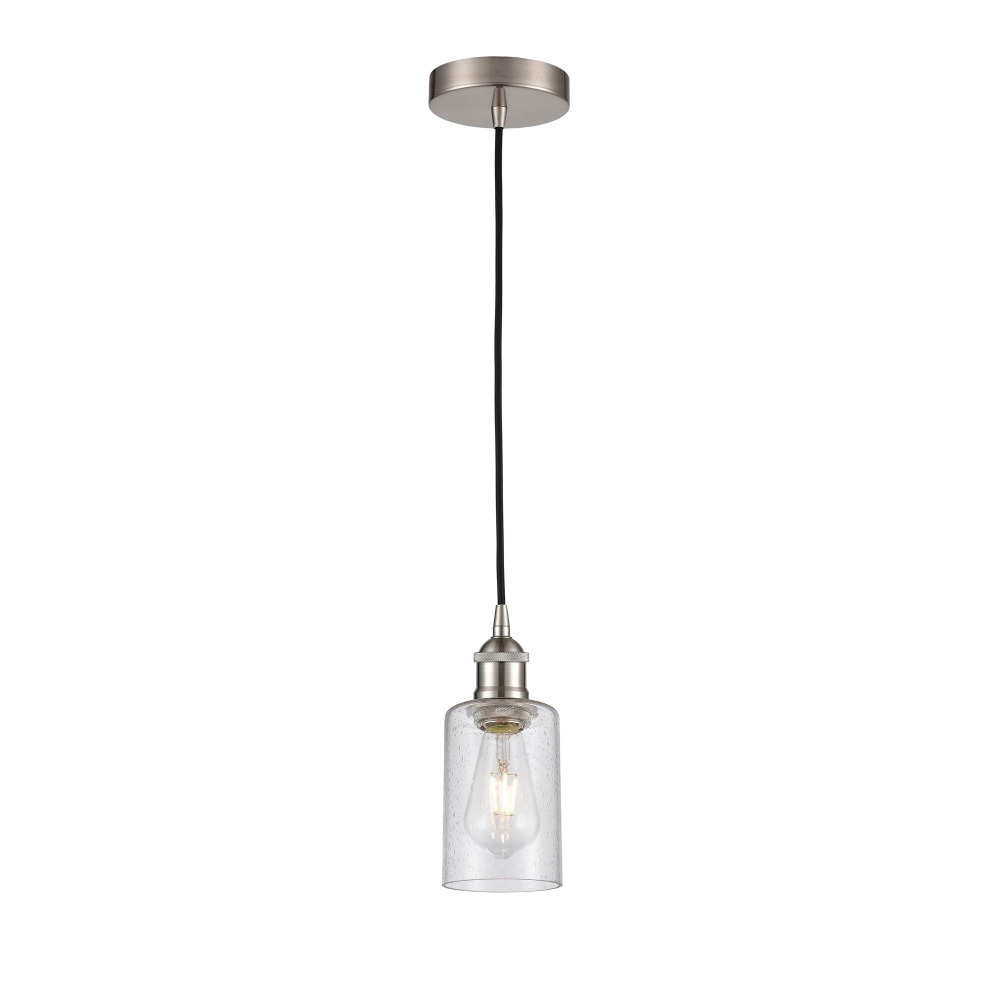 Shown in Brushed Satin Nickel finish and Seedy glass