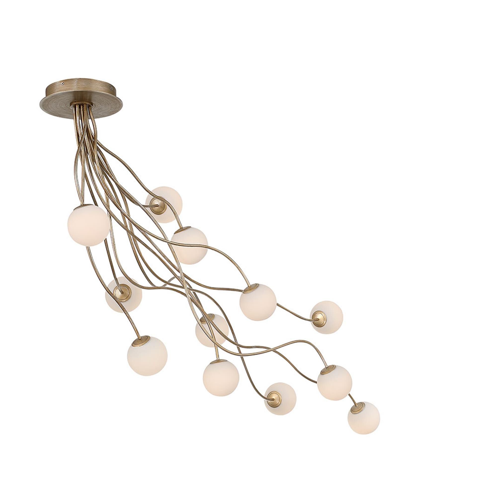 Shown in Antique Gold finish and Opal Etched glass