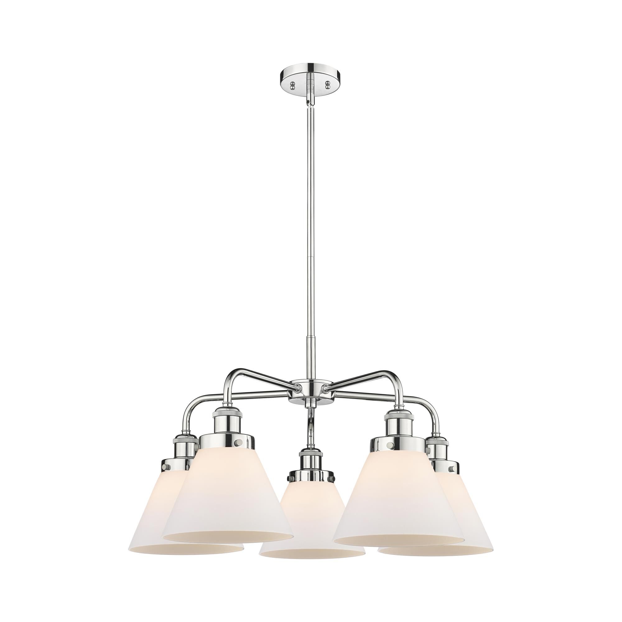 Shown in Polished Chrome finish and Matte White glass