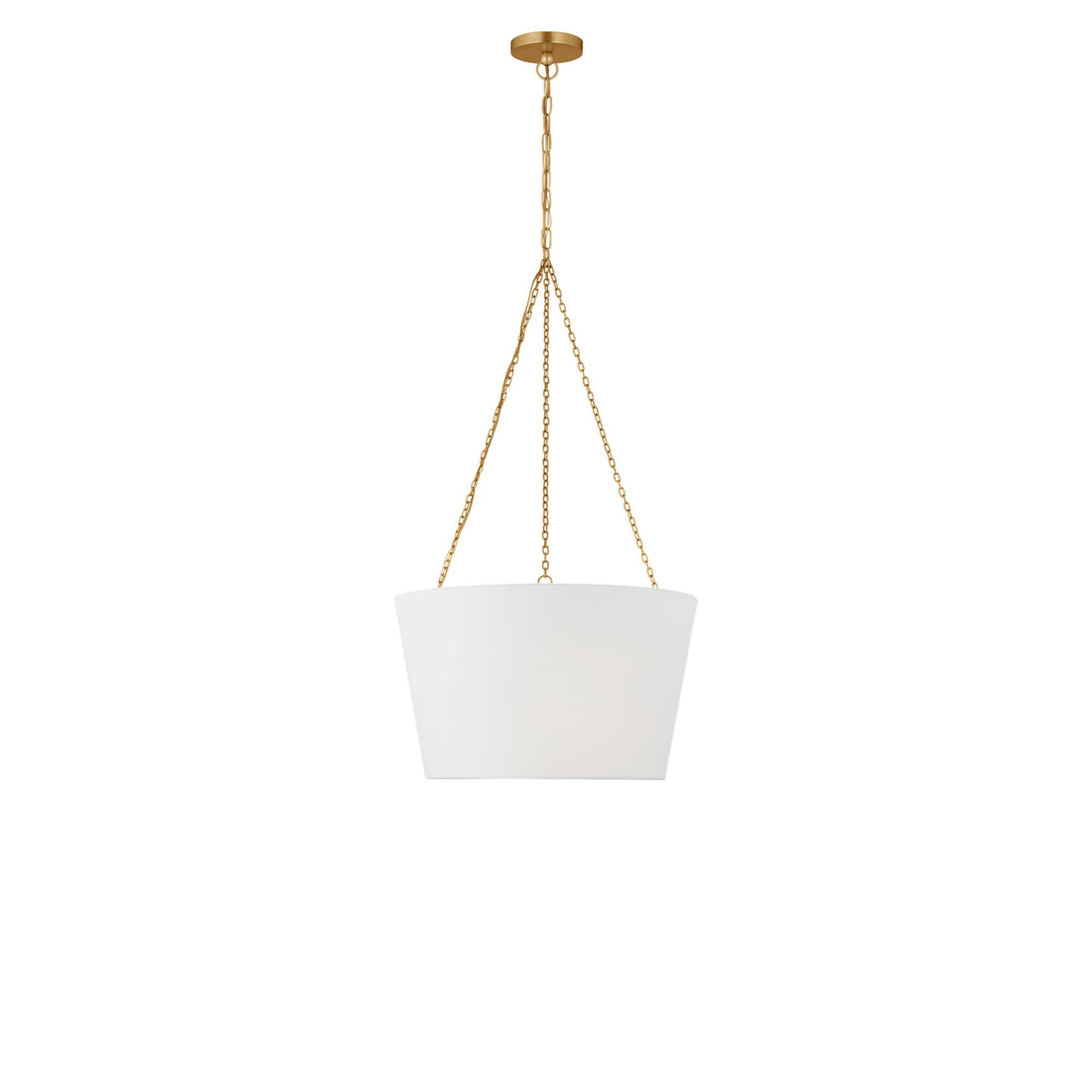 Shown in Gild finish and White Linen Fabric shade