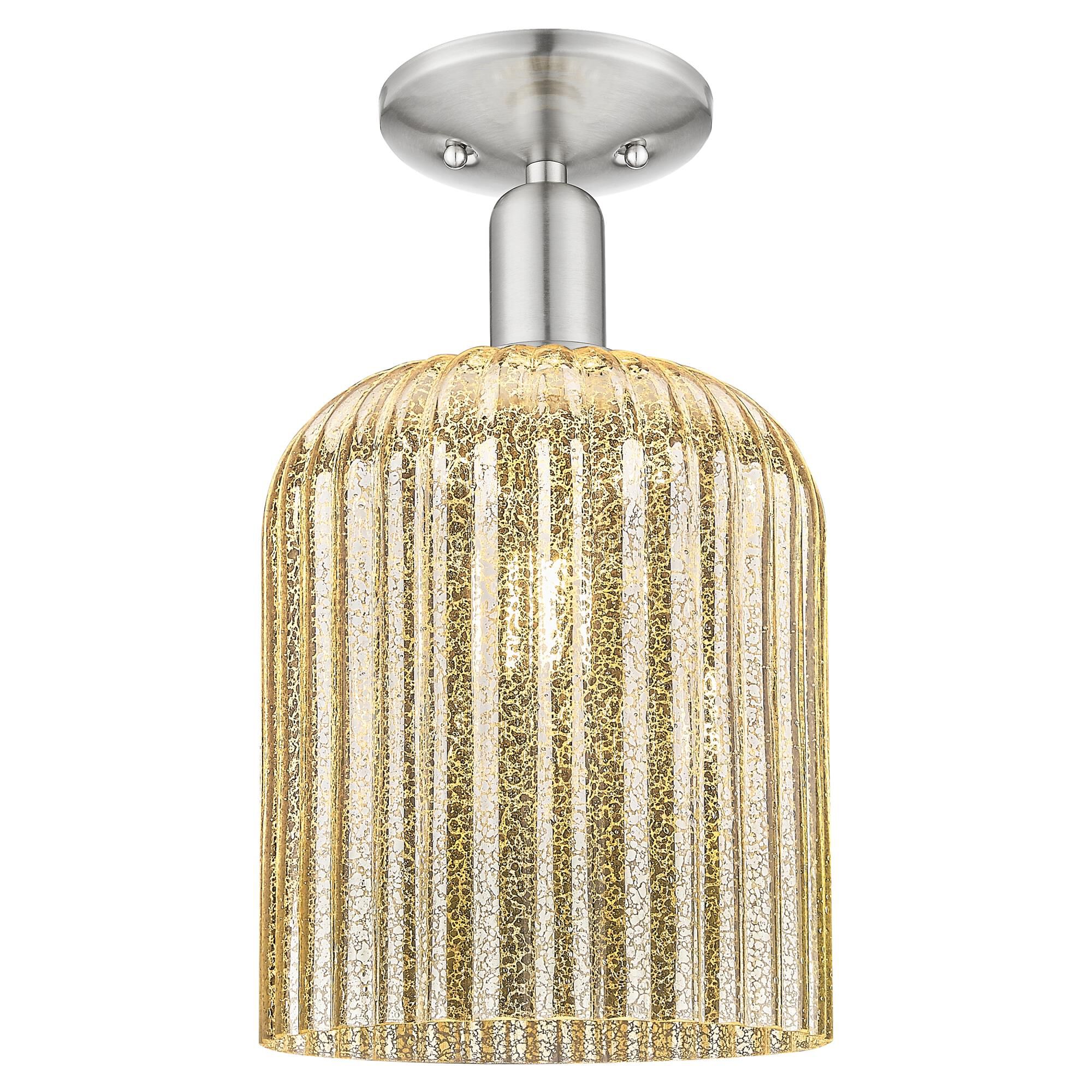 Shown in Brushed Satin Nickel finish and Mercury glass